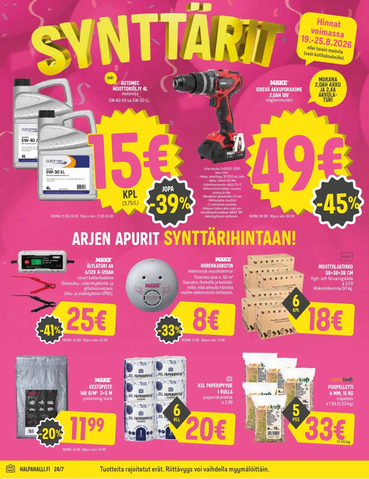 Halpa Halli tarjoukset – voimassa 19/08/2026 alkaen | Sivu: 6 | Tuotteet: Moottoriöljy, Akku, Voi