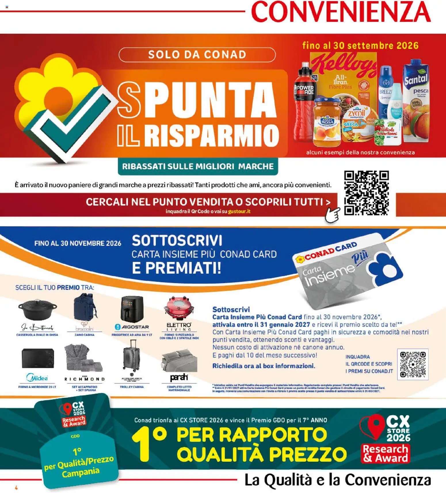 Volantino Conad del 16/09/2026 | Pagina: 4 | Prodotti: Tè, Accappatoio, Letto matrimoniale, Pesca