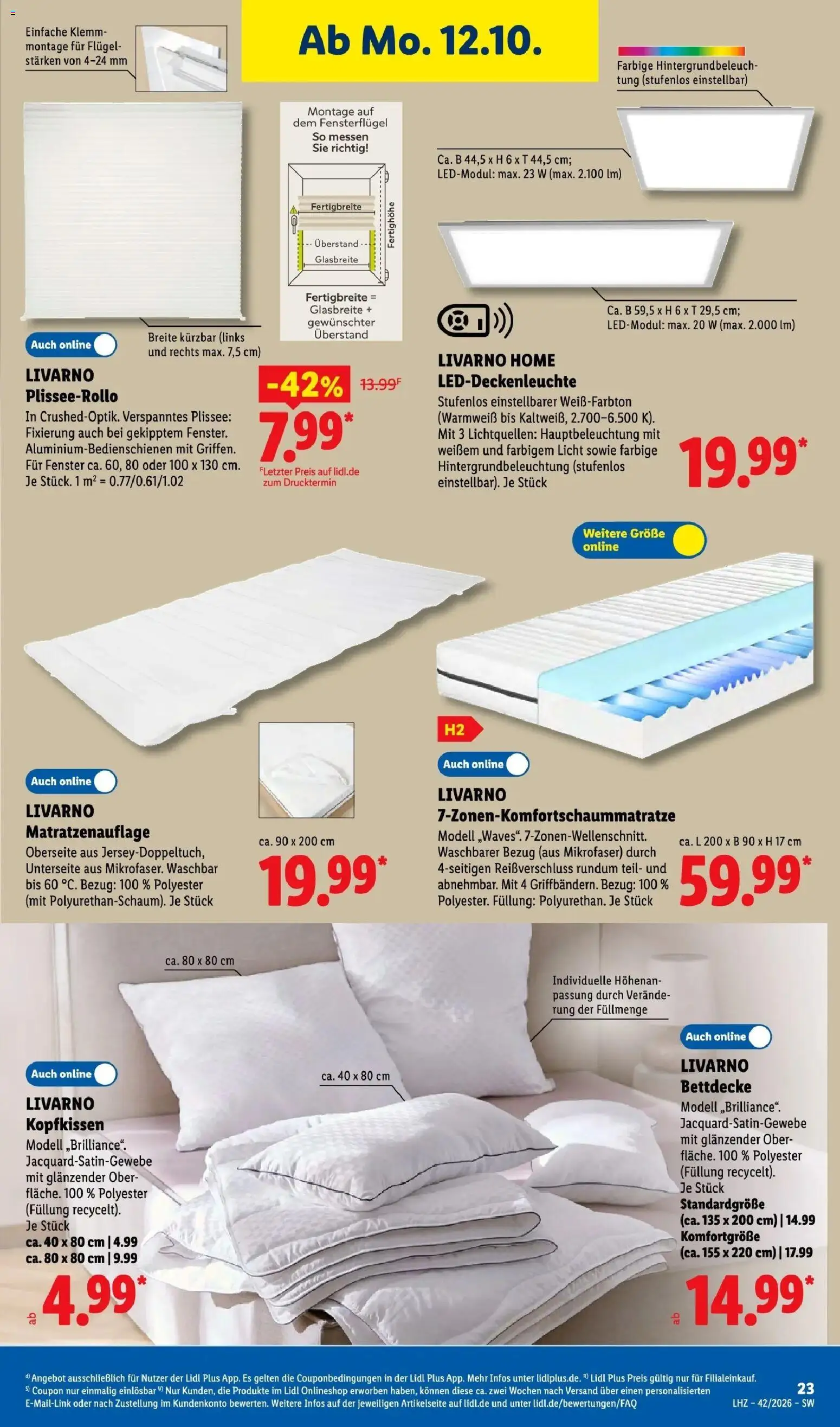 Lidl Prospekt Villingen-schwenningen (ab 12.10.2026) zum Blättern » Angebote | Seite: 37 | Produkte: Topper, Bettdecke, Kopfkissen
