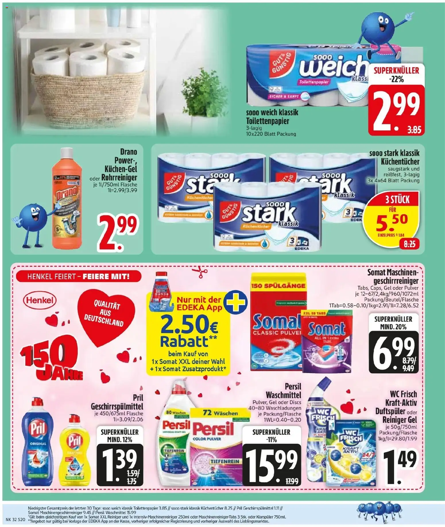 Edeka Prospekt Vilsbiburg (ab 03.08.2026) » Angebote Online | Seite: 22 | Produkte: Klarspüler, Geschirrspülmittel, Pril, Persil