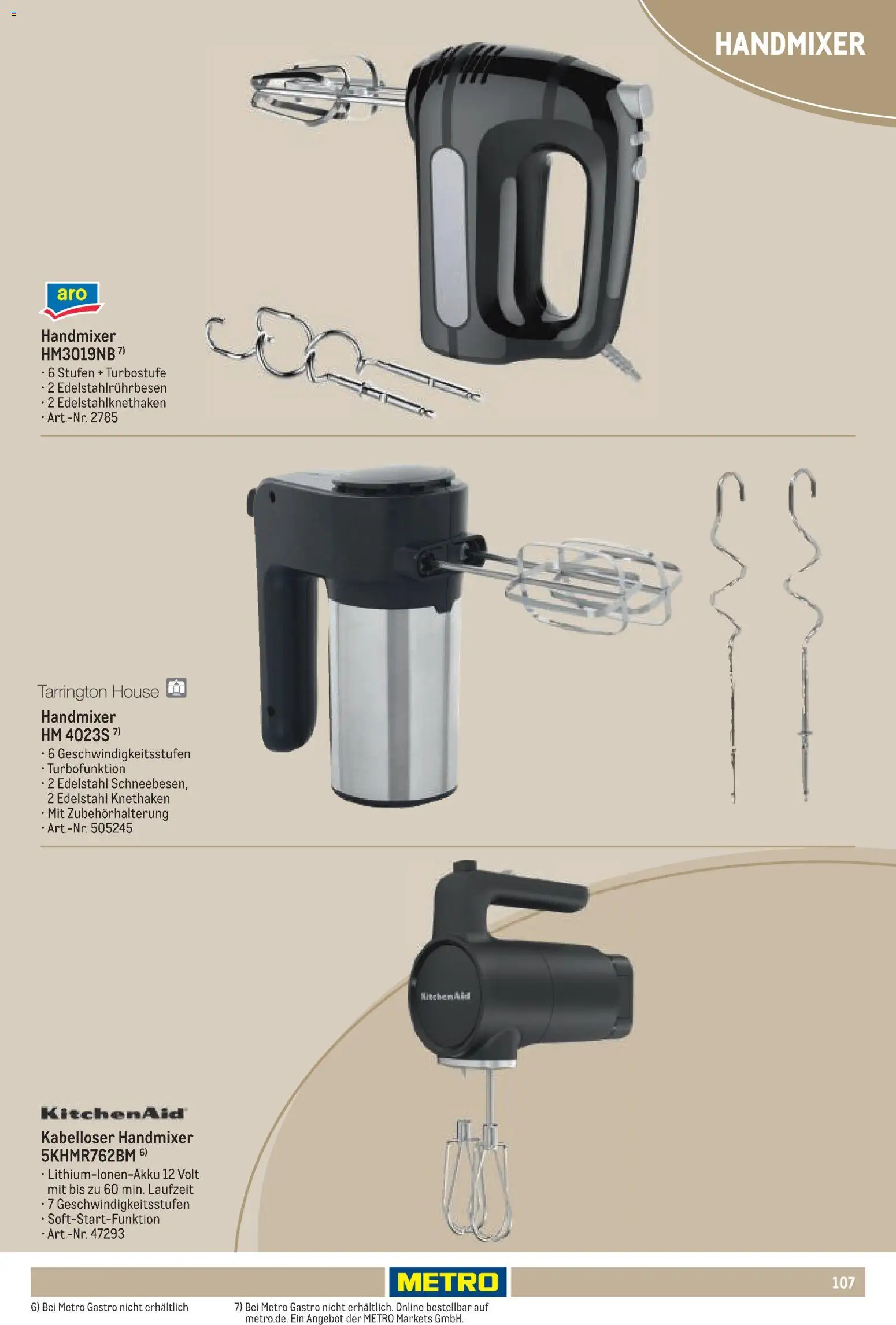 Metro Non Food Sortiment – gültig ab 15.06.2026 | Seite: 107 | Produkte: Handmixer
