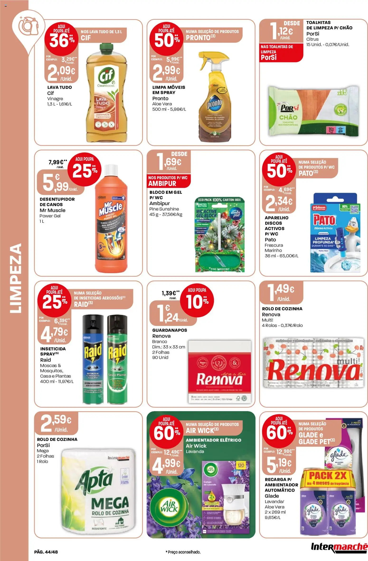 Intermarché folheto │ válido de 02/07/2026 | Página: 44 | Produtos: Vinagre, Fragrância, Inseticida, Limpa móveis