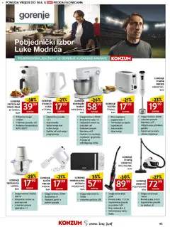 GORENJE FRITEZA NA VRUĆI ZRAK AF1300XG, kom, Priključna snaga: 1300W. Volumen posude: 4,5l. Podesiva temperatura: 80°C-200°C - Pregled kataloga iz trgovine Konzum, vrijedi od 20.05.2026 | Stranica: 45