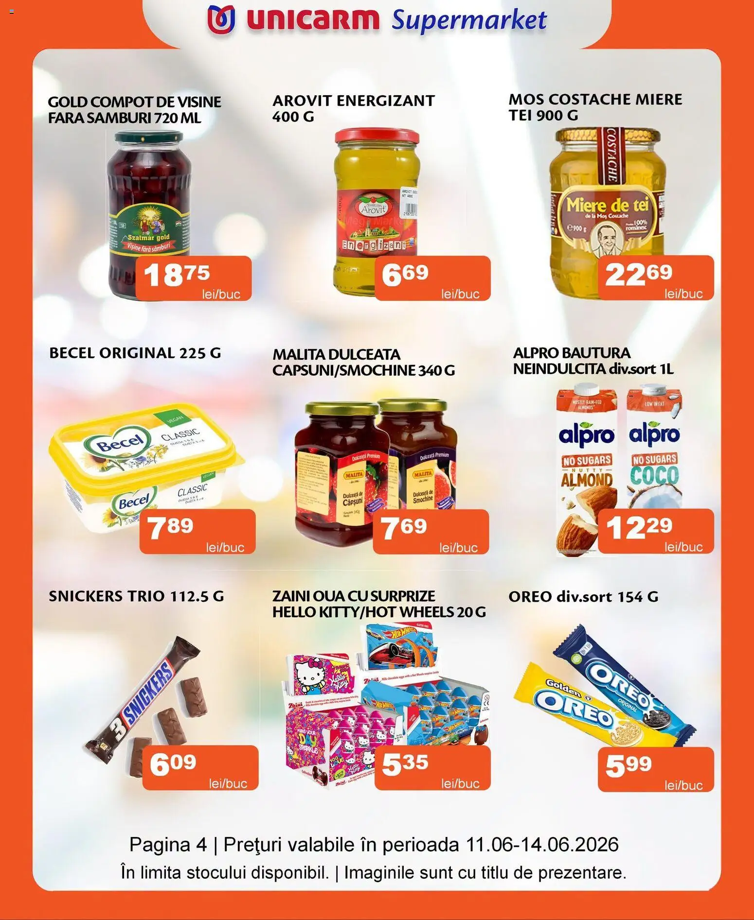 Noul catalog Unicarm – valabil de la 11.06.2026 | Pagină: 4 | Produse: Ouă, Căpșuni, Compot