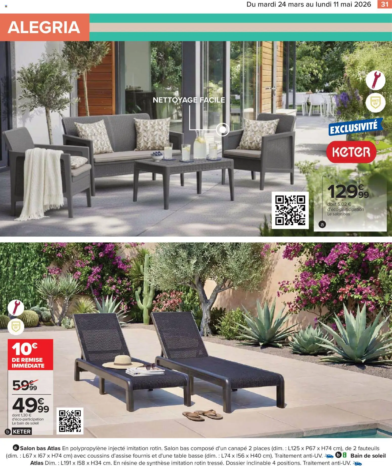 {H1} | Page: 31 | Produits: Bain de soleil, Canapé, Table basse, Table
