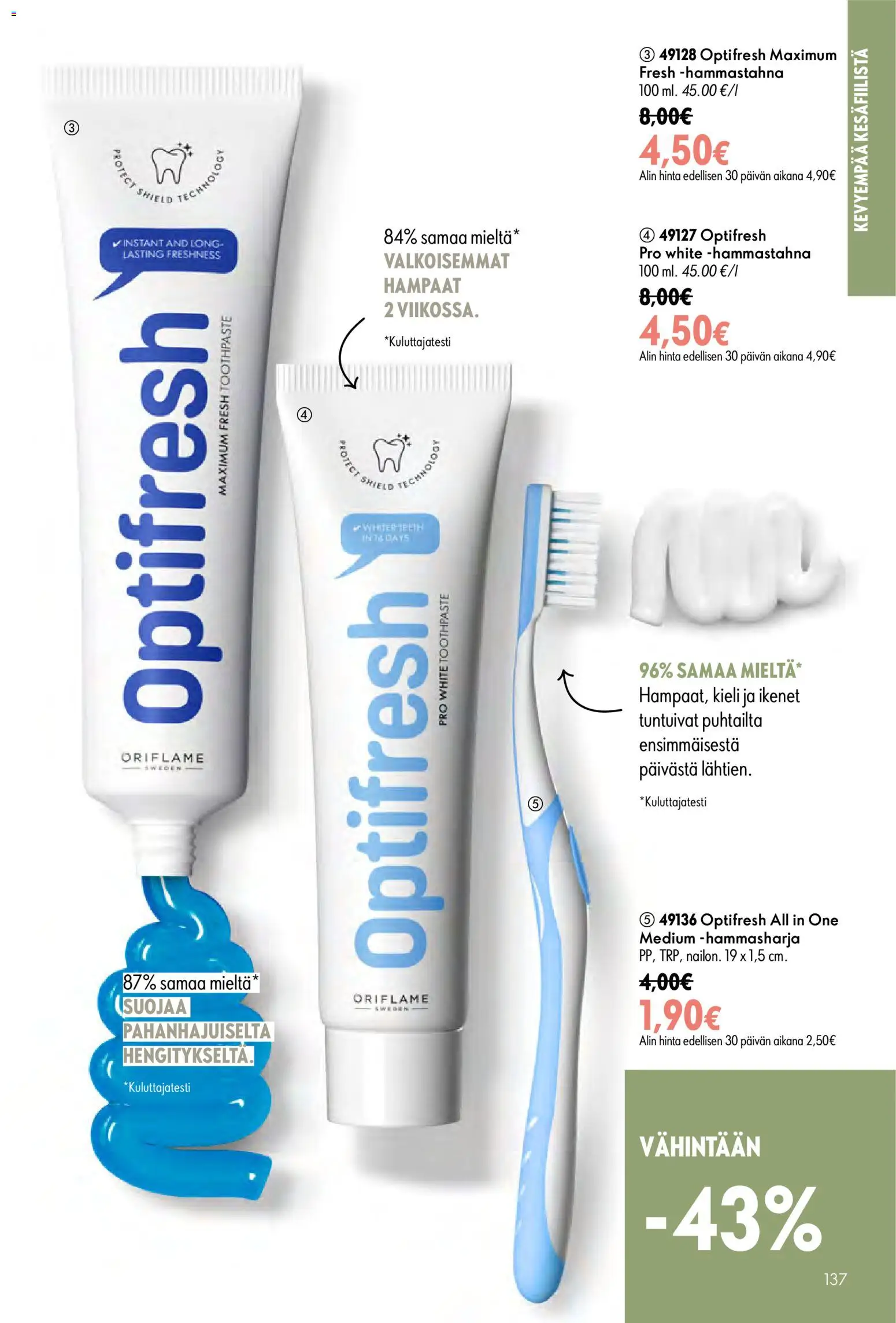 Oriflame - Esite 09 – voimassa 24/06/2026 alkaen | Sivu: 137 | Tuotteet: Hammastahna, Hammasharja