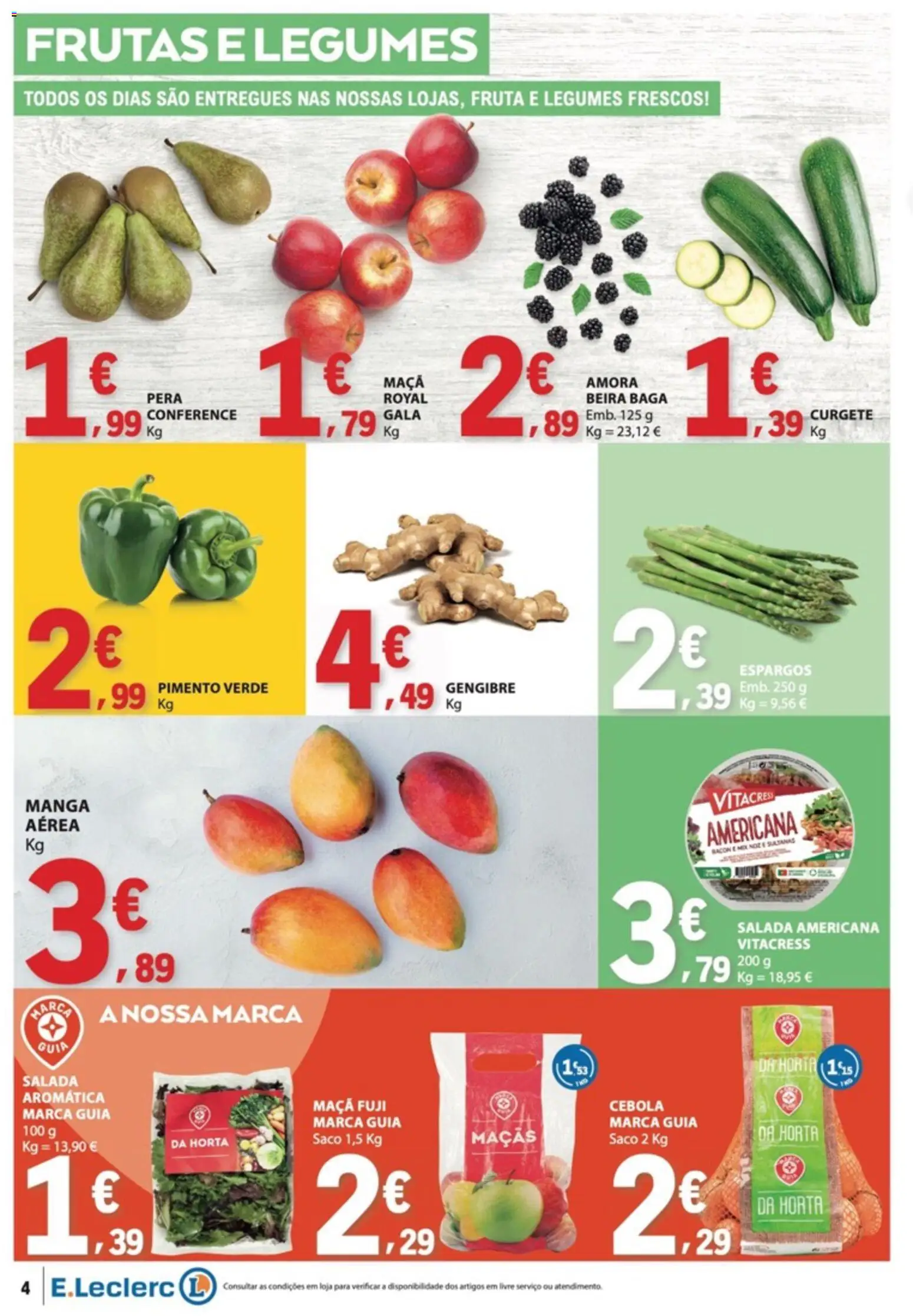 E.Leclerc folheto │ válido de 07.05.2026 | Página: 4 | Produtos: Espargos, Cebola, Maça, Maçãs