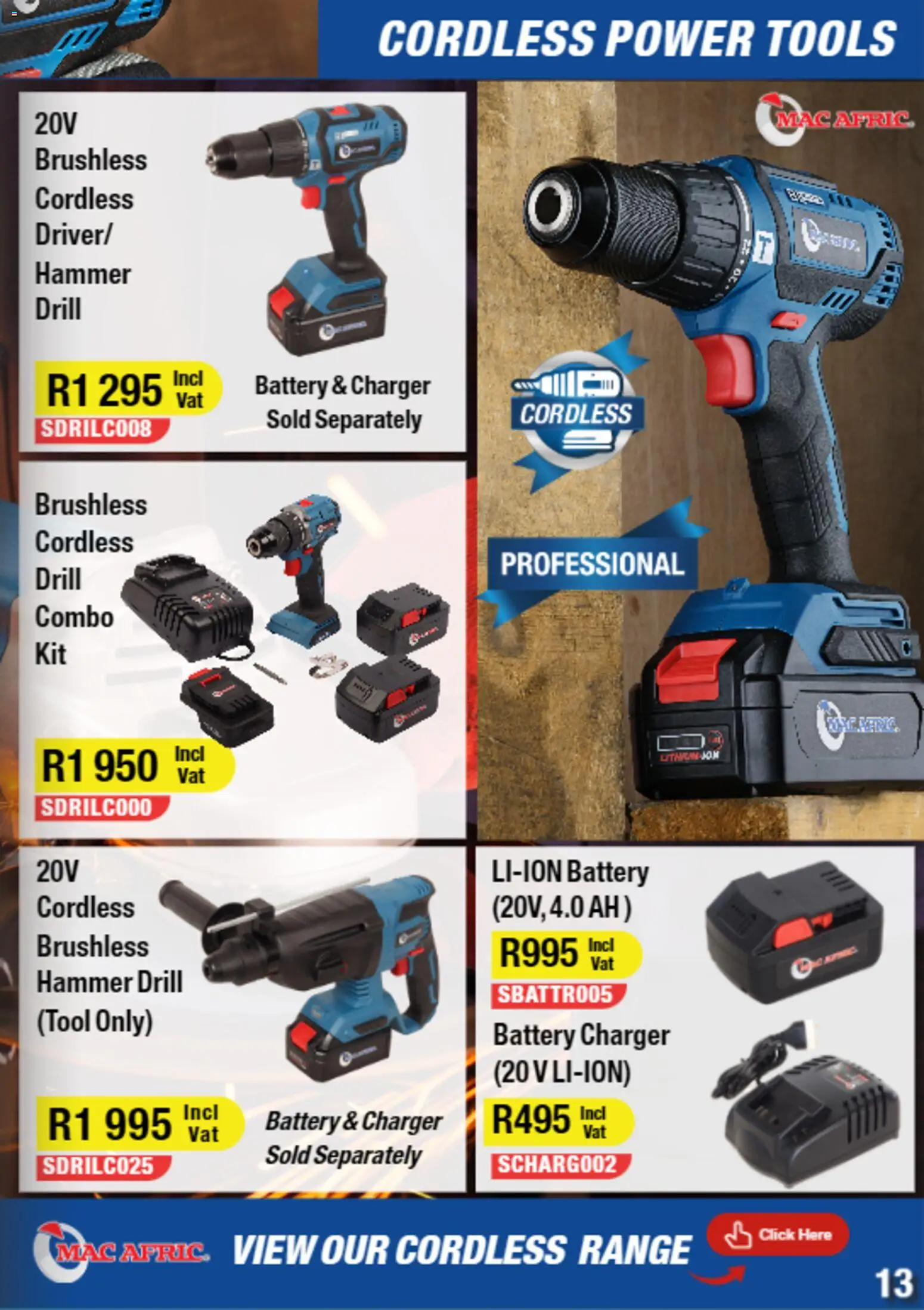 New Adendorff catalogue – valid from 01.01.2026 | Page: 15 | Products: Drill, Battery, Charger, Hammer