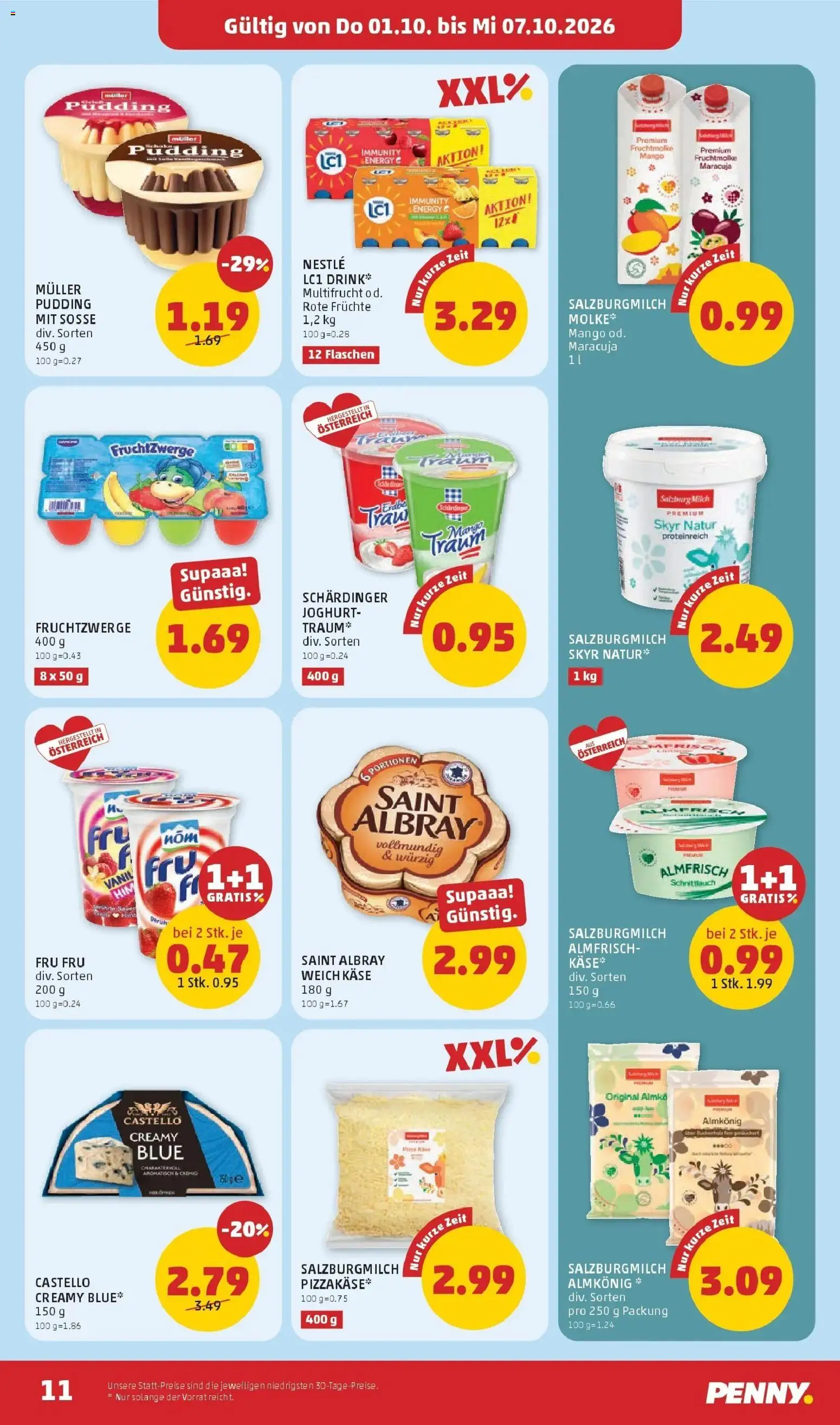 Penny Markt Die ganze Woche sparen ab (01.10.2026) - Angebote, Prospekt | Seite: 11 | Produkte: Soße, Milch, Käse, Joghurt