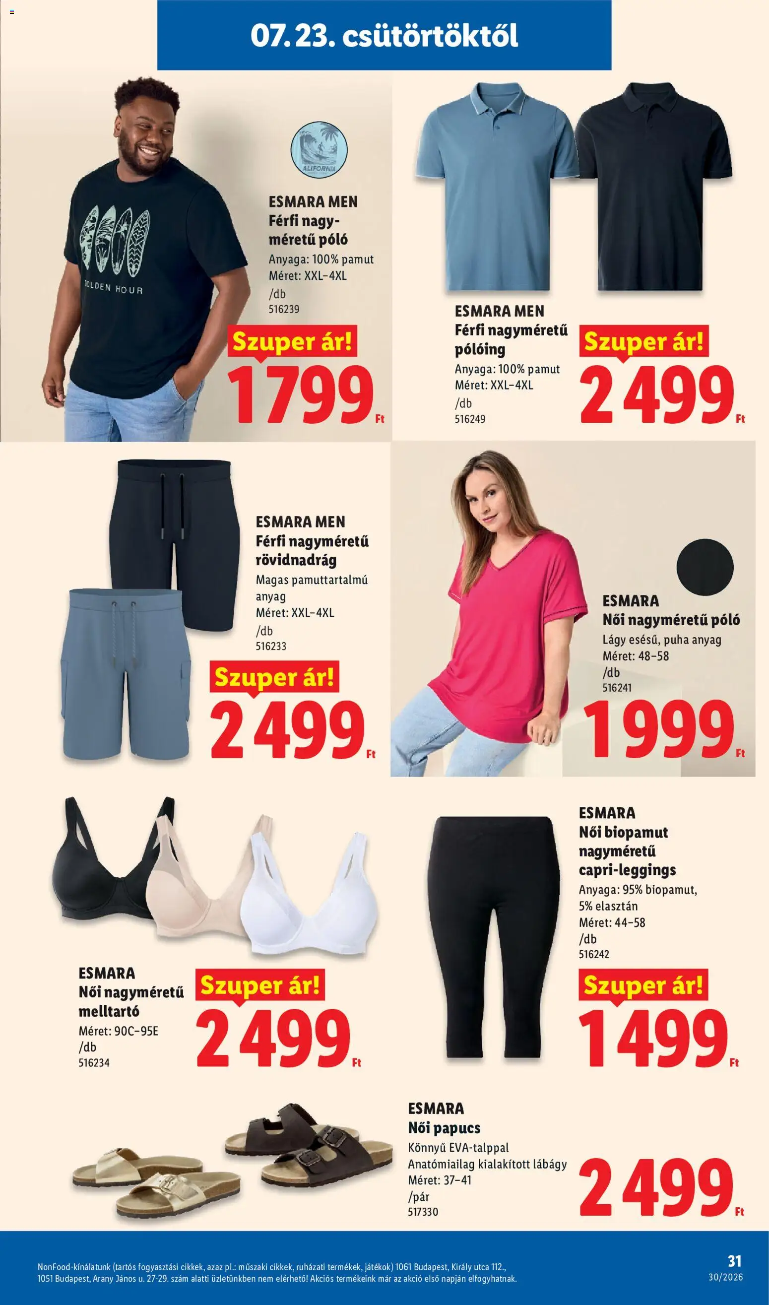 Lidl akciós ujság - amely érvényes a következő dátumtól: 2026.07.23. | Oldal: 31 | Termékek: Pólóing, Játékok, Esmara, Rövidnadrág