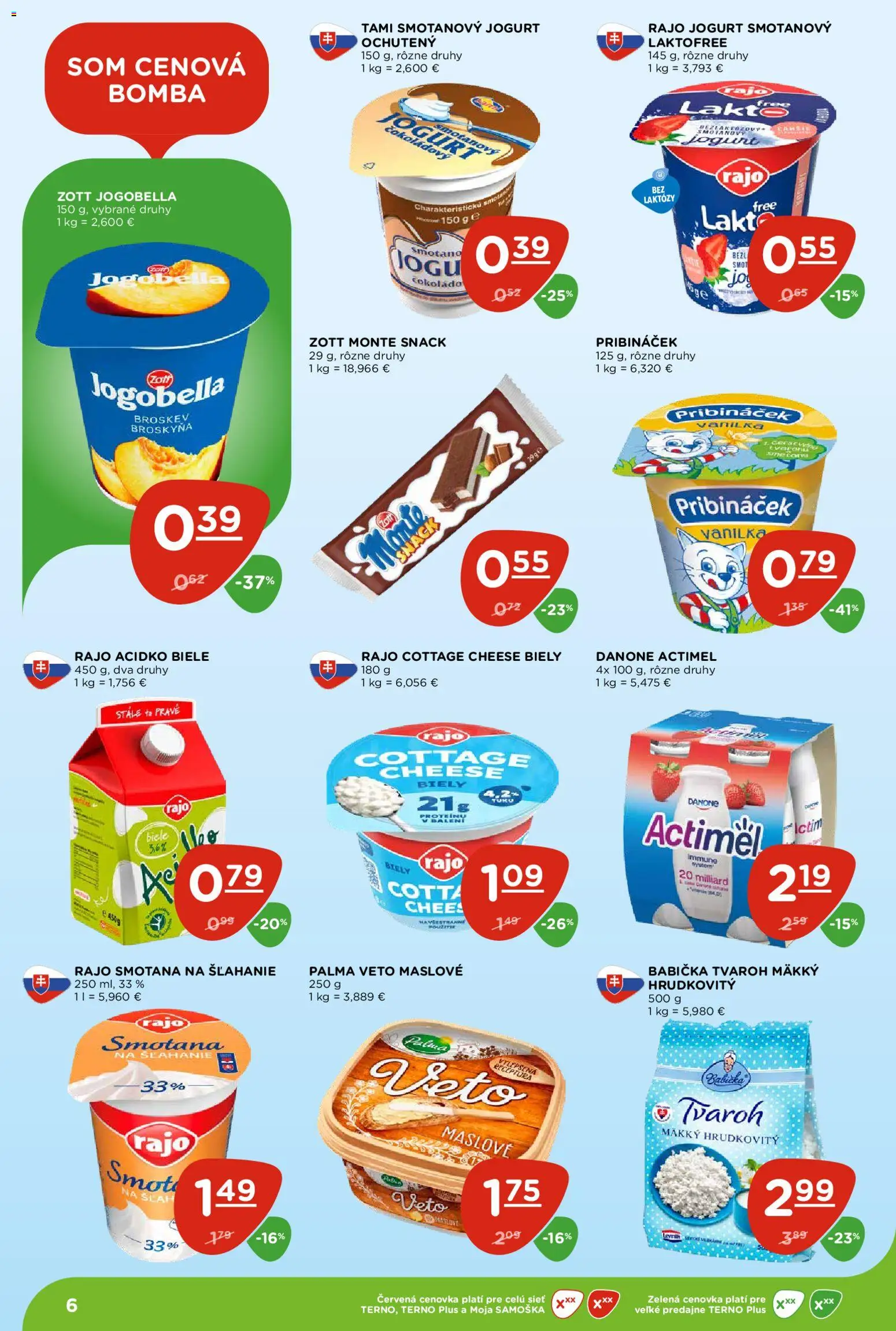 Nové Terno akcie – leták je platný od 29.10.2026 | Strana: 6 | Produkty: Cottage cheese, Smotanový jogurt, Acidko, Actimel