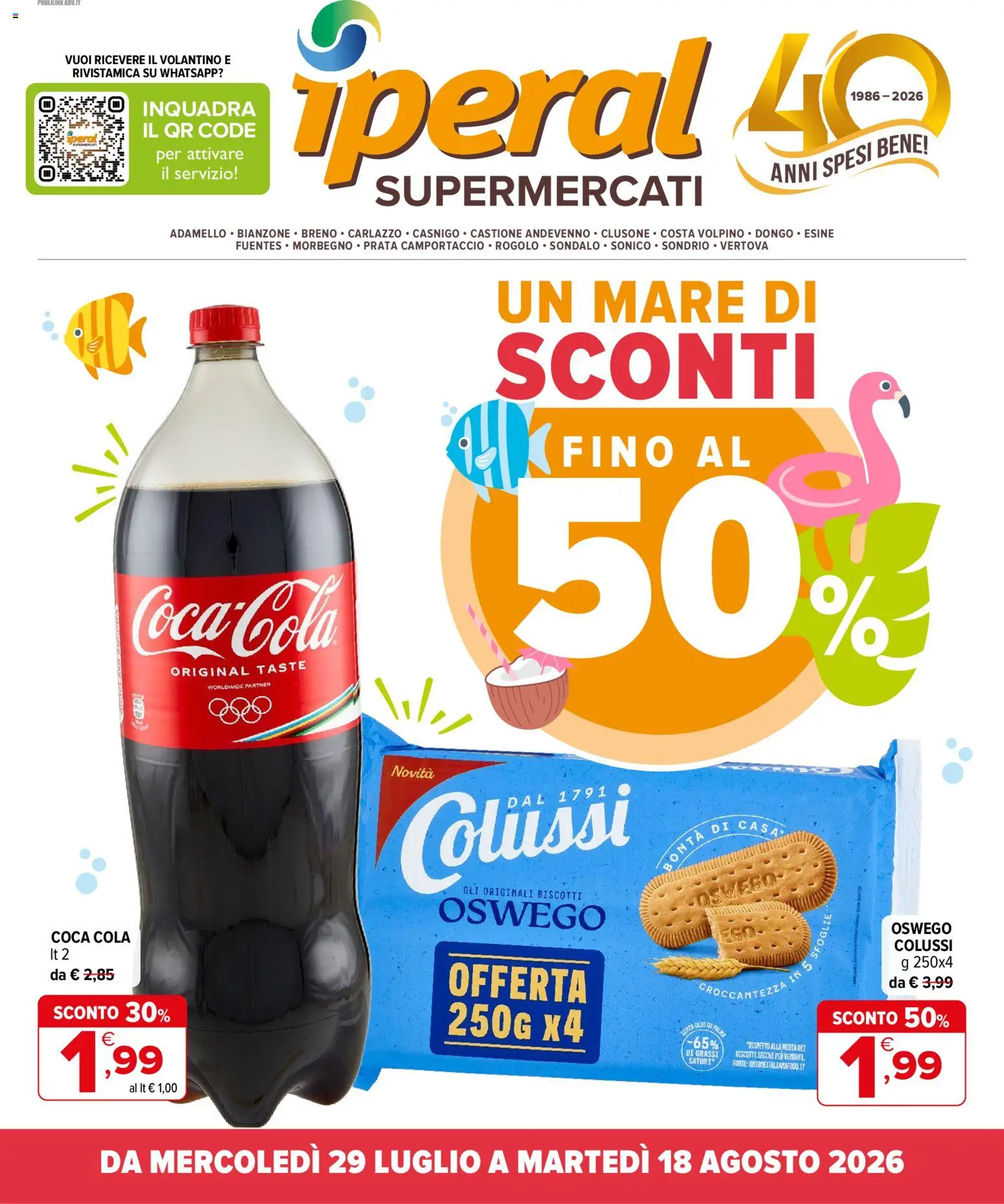 Volantino Iperal del 29/07/2026 | Pagina: 1 | Prodotti: Biscotti, Coca Cola