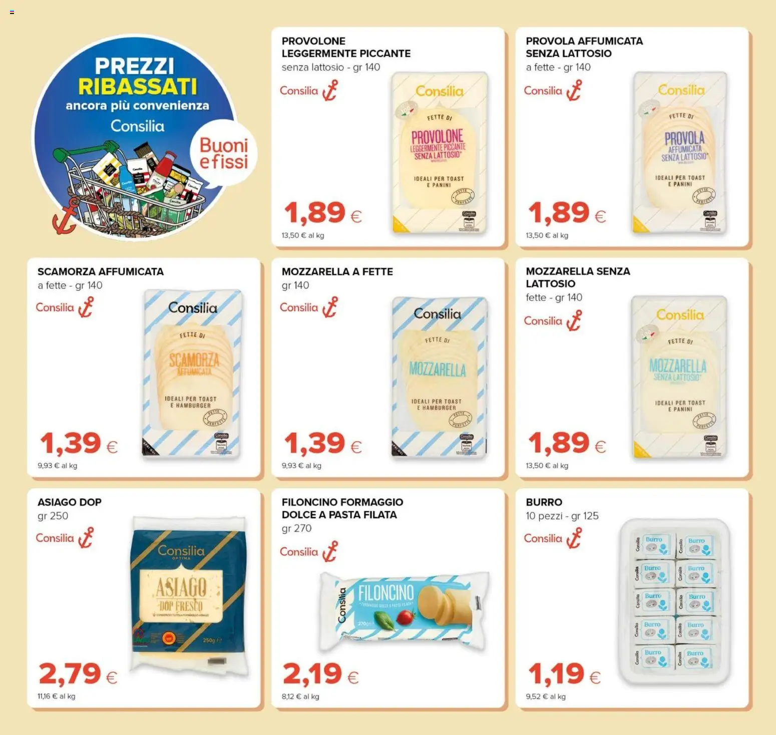 Volantino Oasi del 21/08/2026 | Pagina: 10 | Prodotti: Mozzarella senza lattosio, Formaggio, Burro, Hamburger