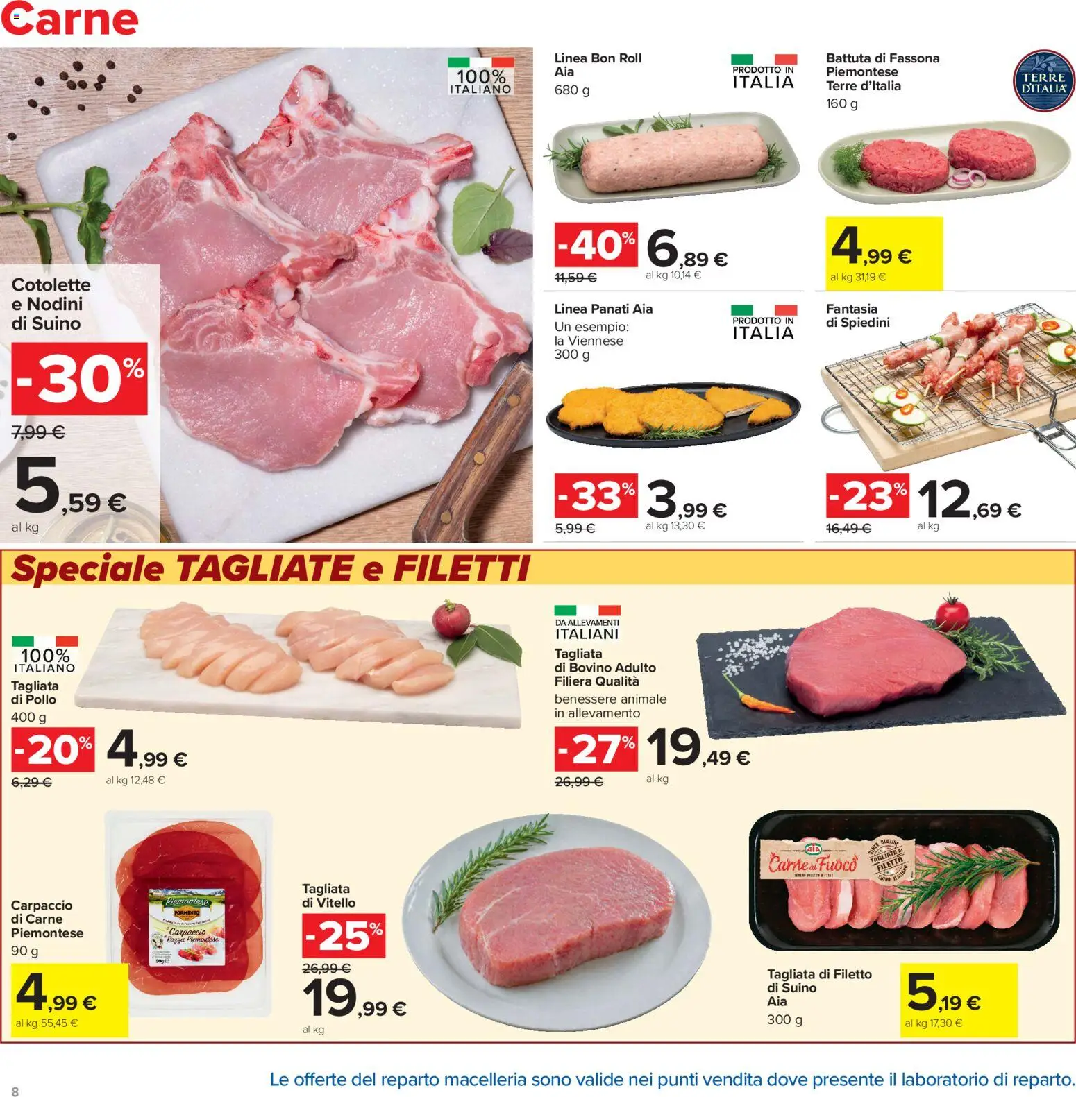 Volantino Carrefour del 16.06.2026 | Pagina: 8 | Prodotti: Bovino, Pollo, Suino, Vitello