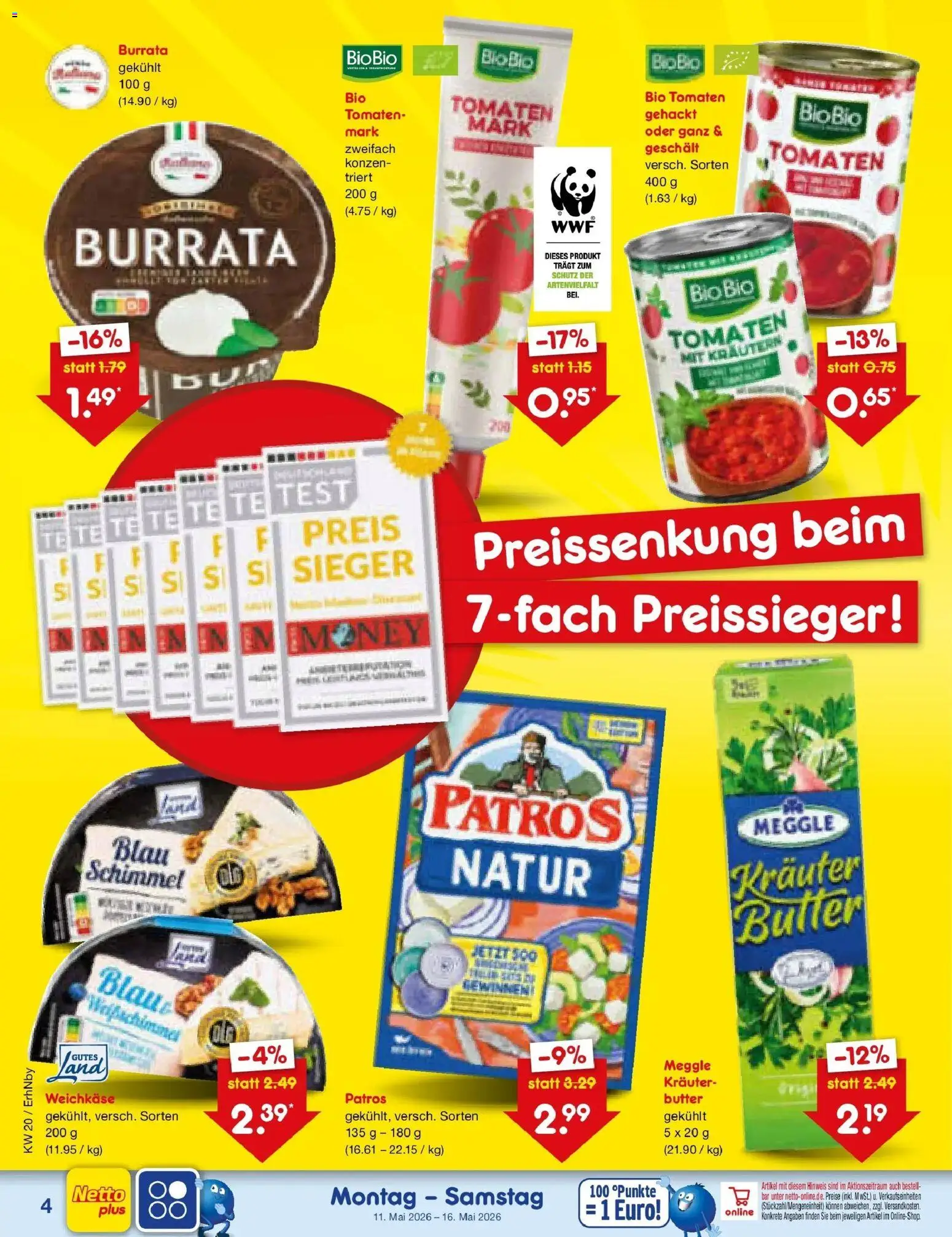 Netto Marken-Discount Prospekt Ergolding	 – gültig ab 10.05.2026 | Seite: 4 | Produkte: Butter, Tomaten, Patros, Burrata