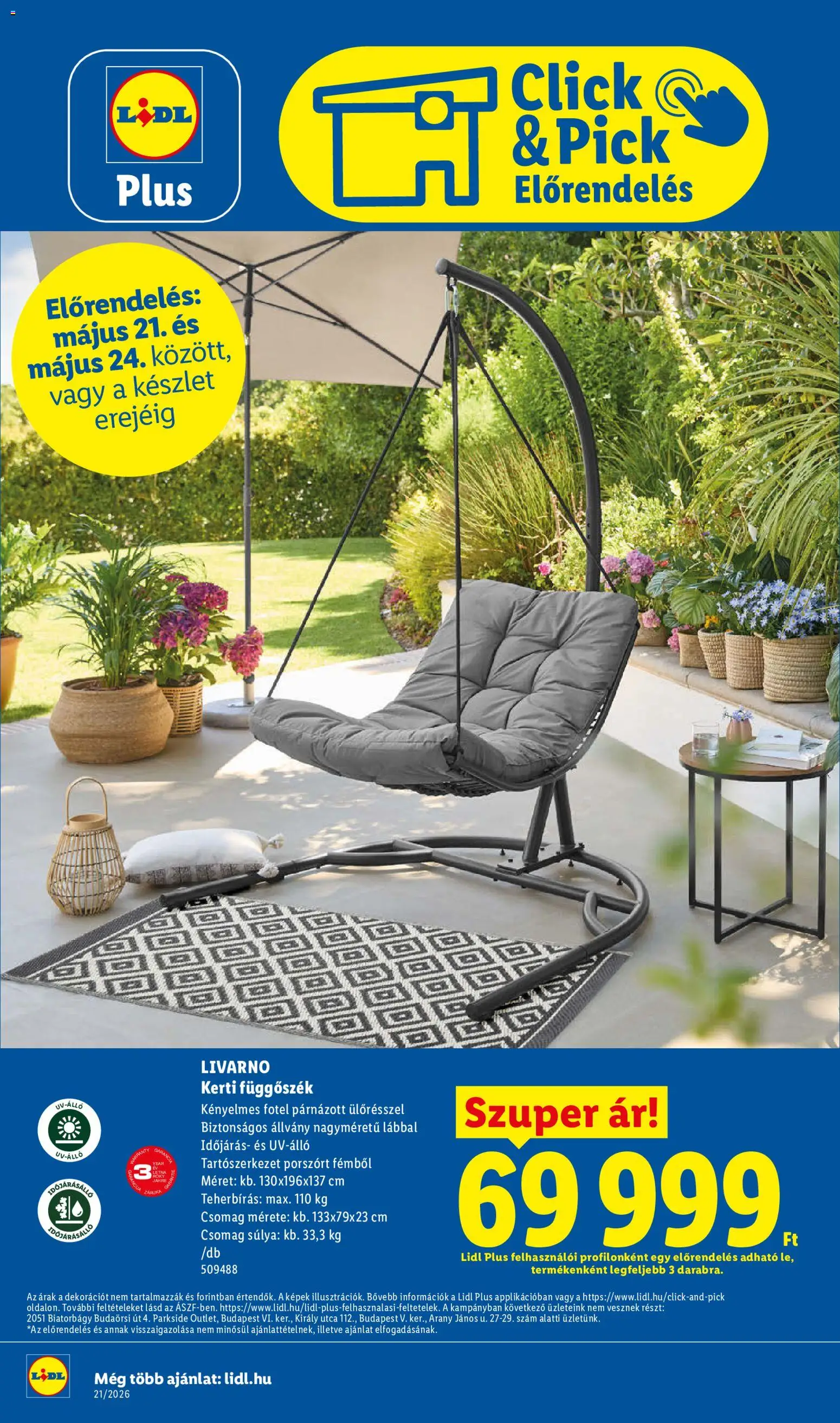 Lidl akciós ujság - amely érvényes a következő dátumtól: 21.05.2026 | Oldal: 20 | Termékek: Parkside, Pick, Fotel