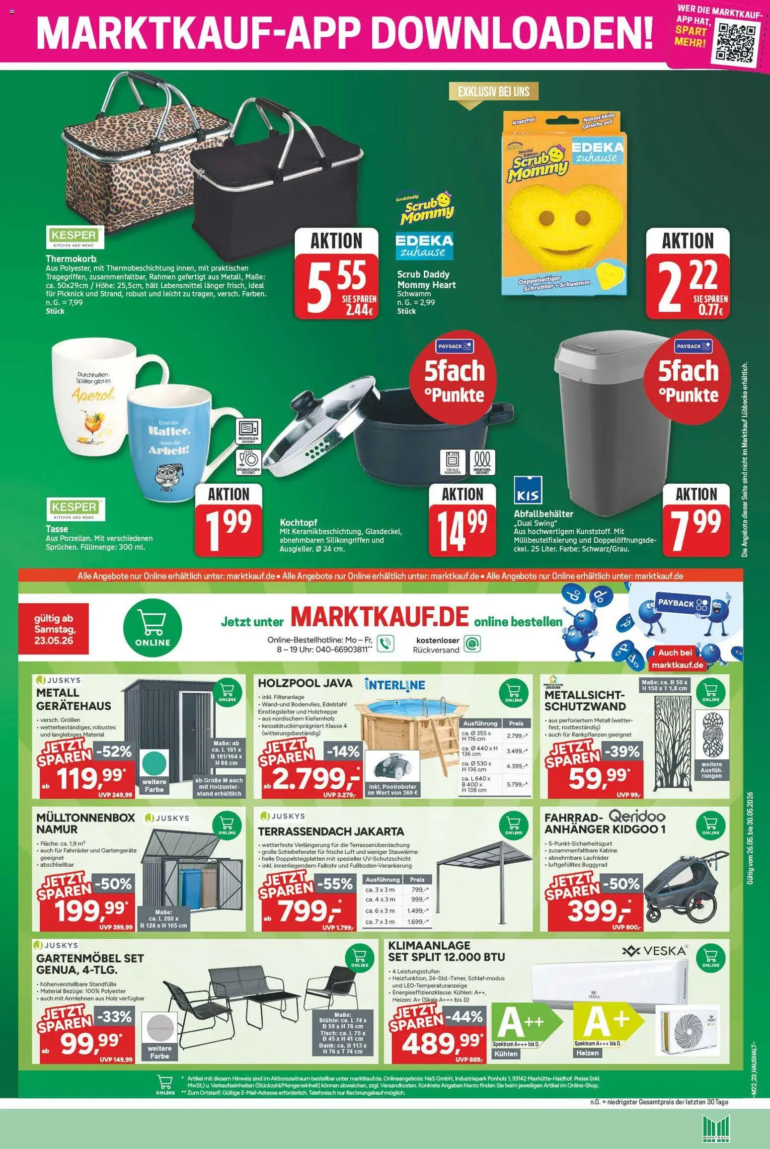 Marktkauf Prospekt – gültig ab 26.05.2026 | Seite: 23 | Produkte: Klimaanlage, Tisch, Gartenmöbel, Uhr