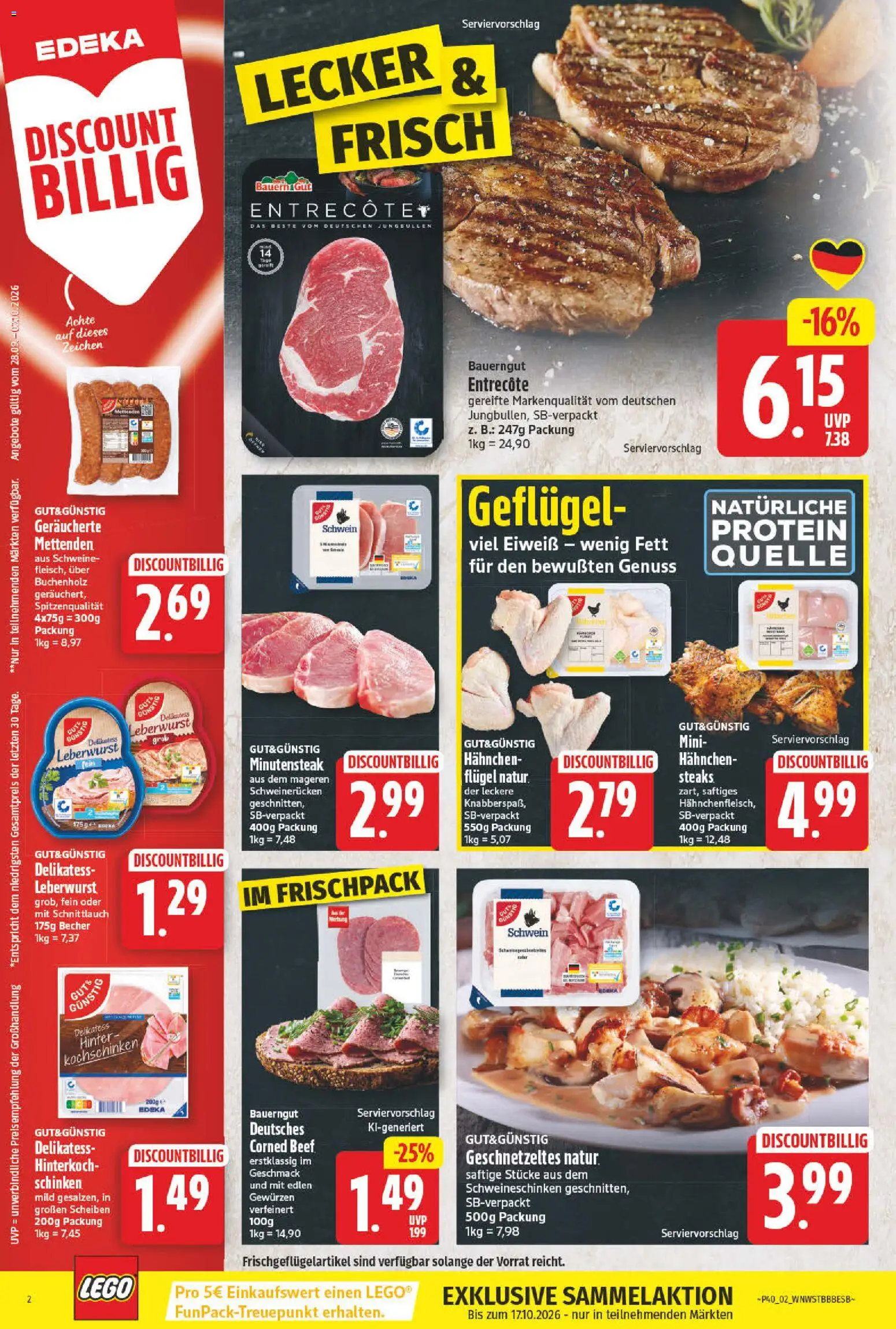 NP Discount Prospekt – gültig ab 28.09.2026 | Seite: 2 | Produkte: Hahnchen, Entrecote, Schweinerucken, Schinken