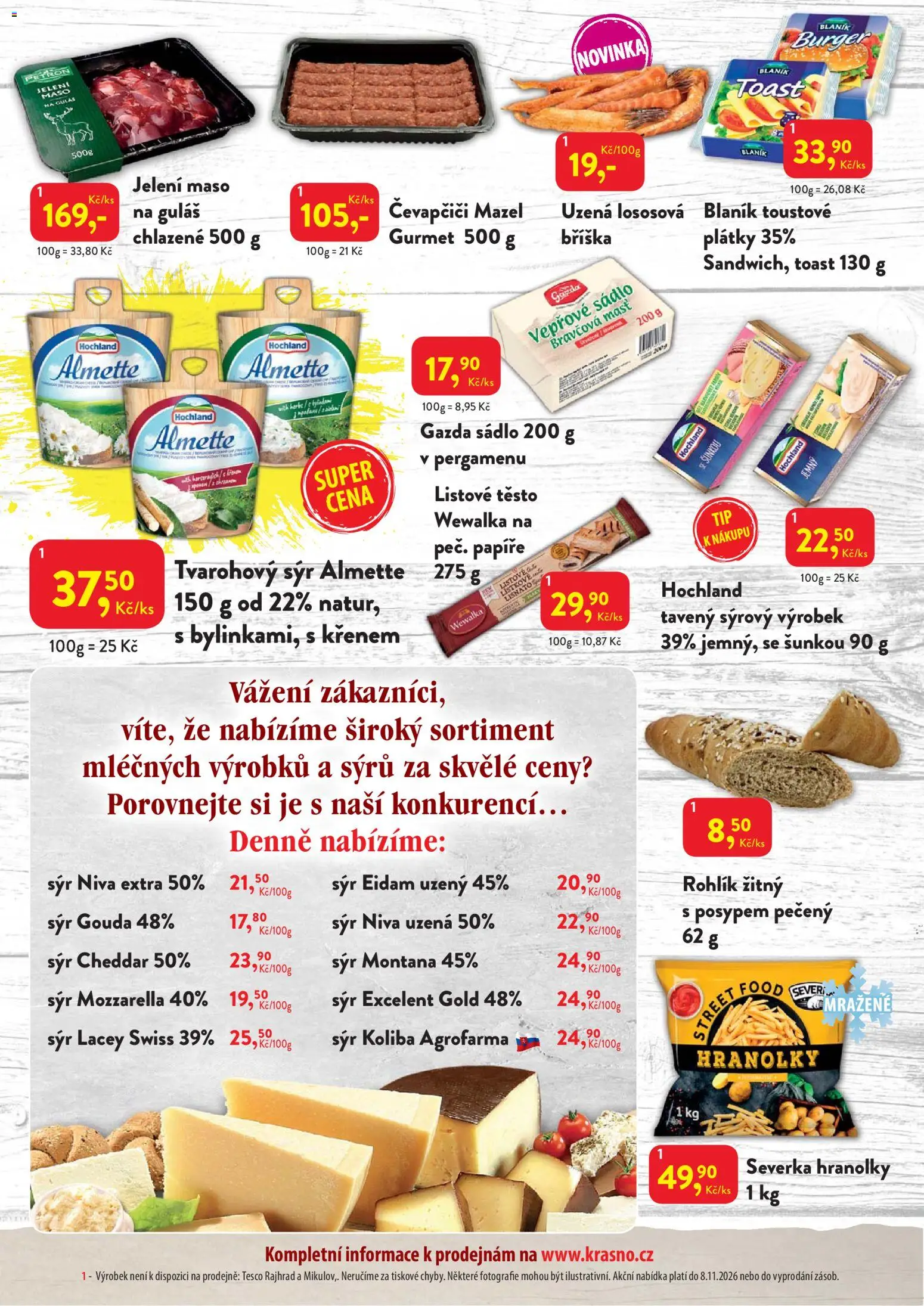 MP Krásno leták od 26.10.2026 | Strana: 2 | Produkty: Sádlo, Hranolky, Listové těsto, Cheddar