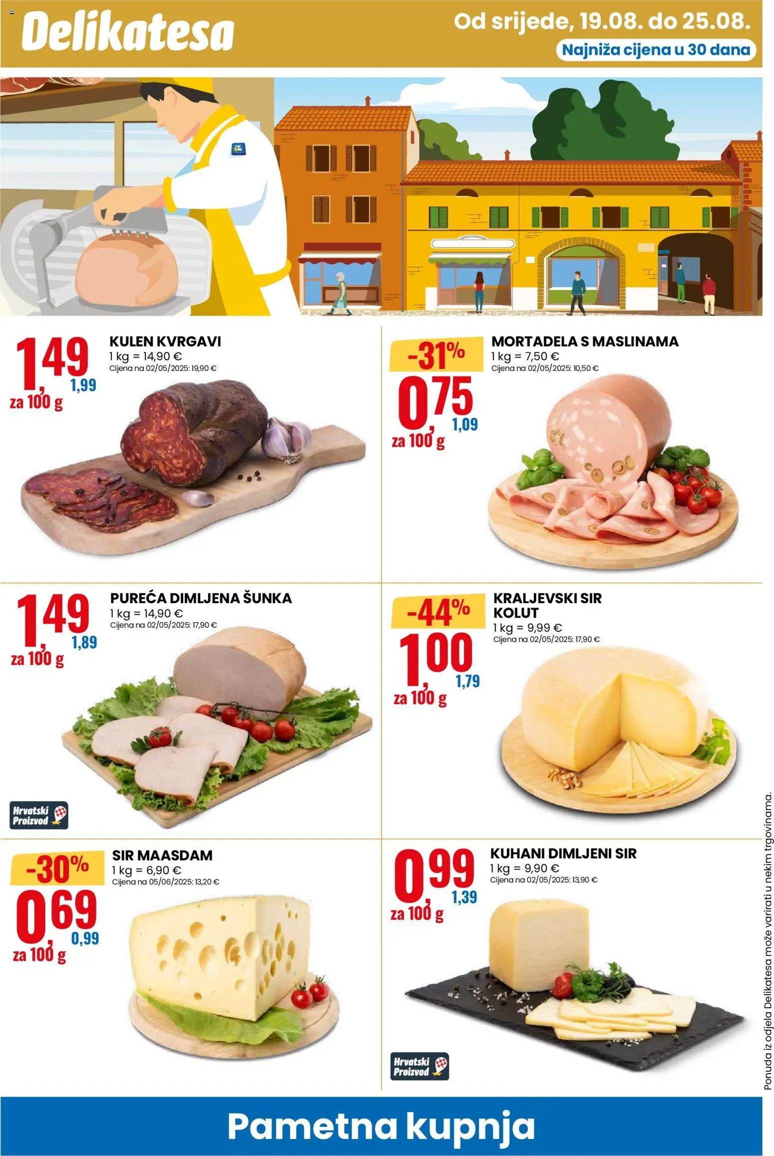 Eurospin katalog | vrijedi od 19.08.2026 | Stranica: 8 | Proizvodi: Sir, Šunka, Dimljena sunka, Maasdam sir