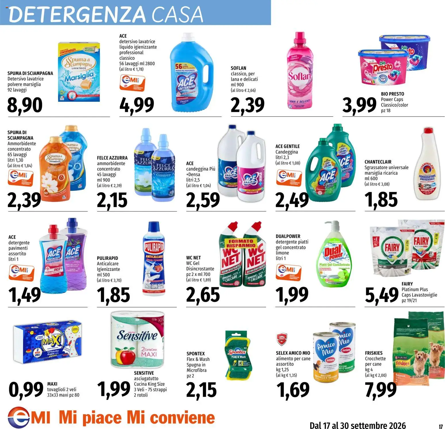 Volantino EMI del 17/09/2026 | Pagina: 17 | Prodotti: Spugna, Ammorbidente, Limone, WC