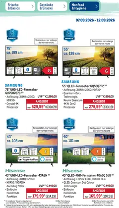 Metro Prospekt ab 07.09.2026 gültig | Seite: 52 | Produkte: Hisense, Samsung, Apple