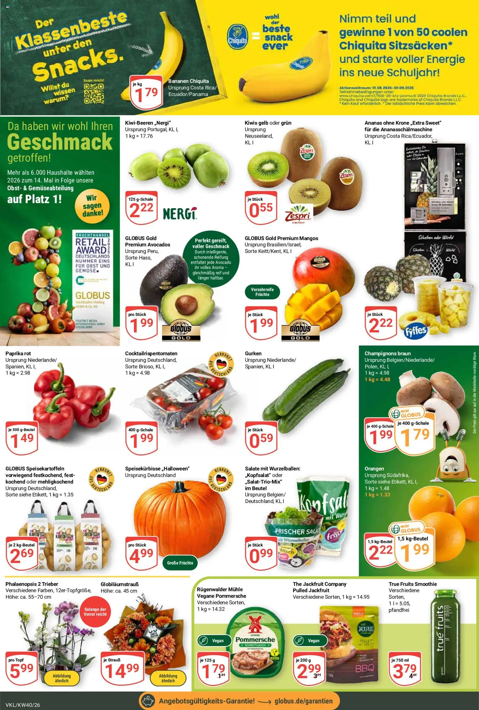 Globus Prospekt Völklingen – gültig ab 28.09.2026 | Seite: 8 | Produkte: Mühle, Bananen, Orangen, Paprika