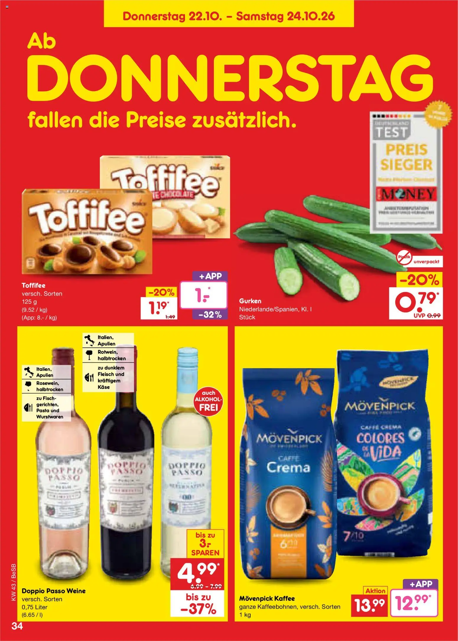 Netto Marken-Discount Prospekt – gültig ab 19.10.2026 | Seite: 46 | Produkte: Fisch, Doppio Passo, Toffifee, Fleisch