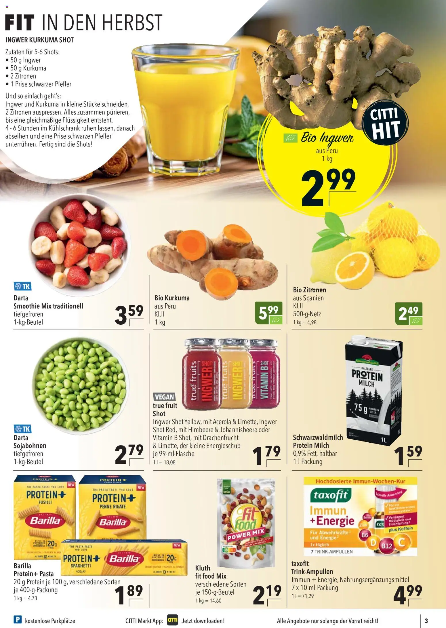 CITTI Markt Prospekt – gültig ab 07.10.2026 | Seite: 3 | Produkte: Milch, Spaghetti, Kühlschrank, Zitronen