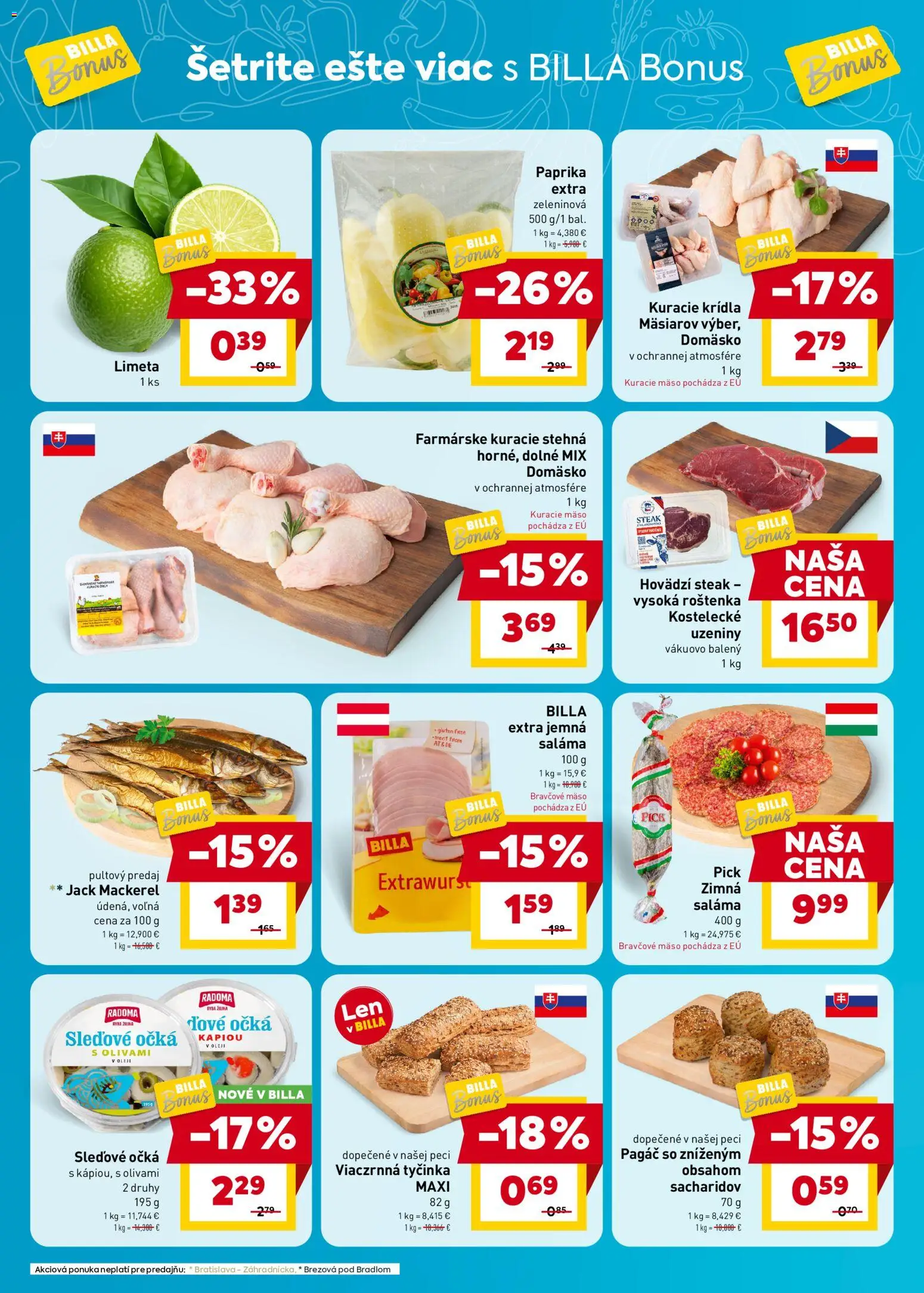 Nové Billa akcie – leták je platný od 24.06.2026 | Strana: 2 | Produkty: Kuracie stehná, Bravčové mäso, Steak, Kuracie krídla