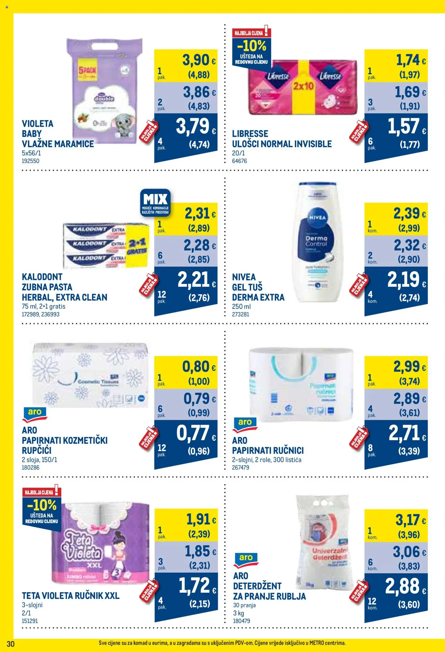Metro katalog | vrijedi od 02.11.2026 | Stranica: 30 | Proizvodi: Tuš, Vlažne maramice, Ručnik, Nivea