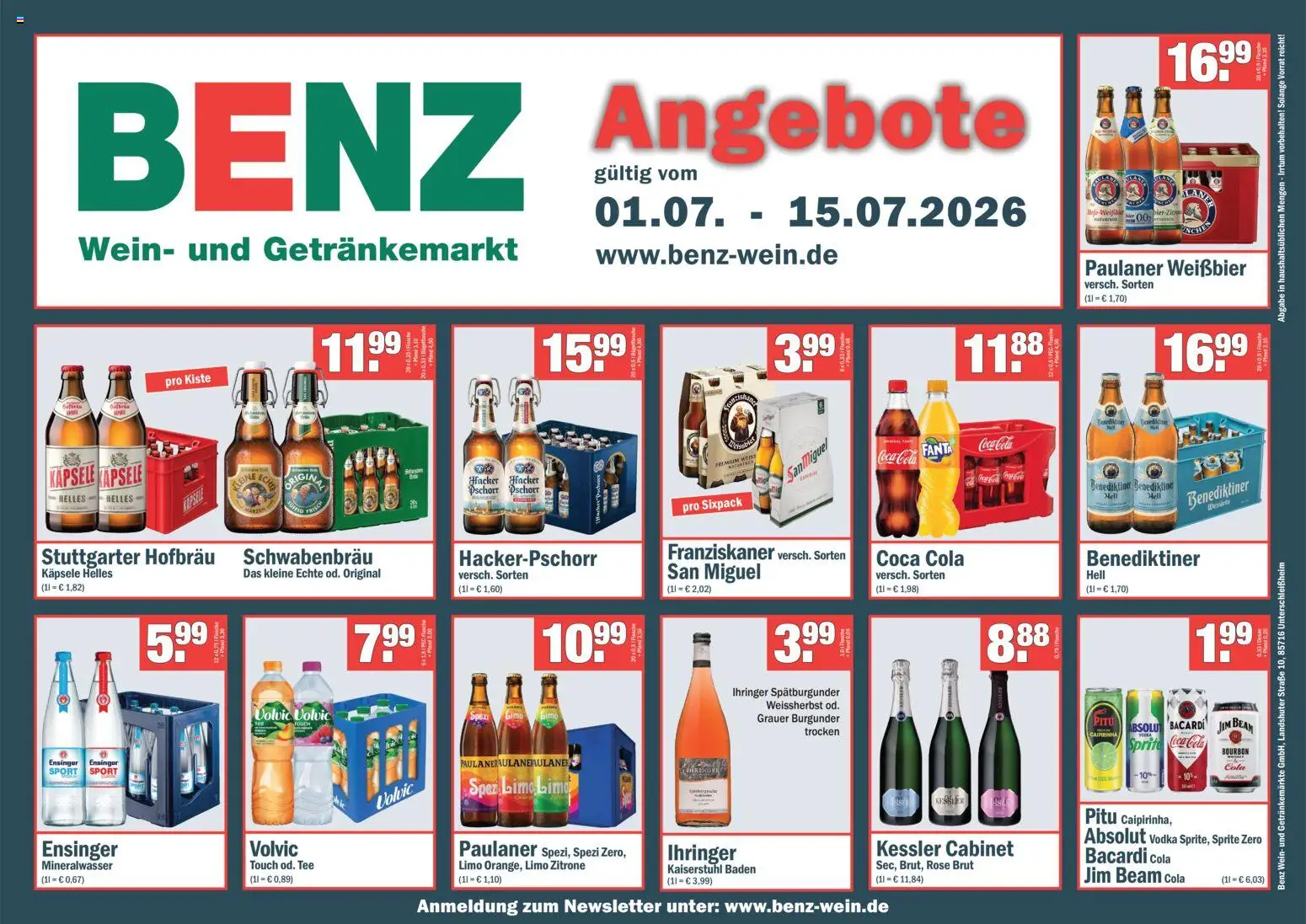 Benz Getränke Prospekt – gültig ab 01.07.2026 | Seite: 1