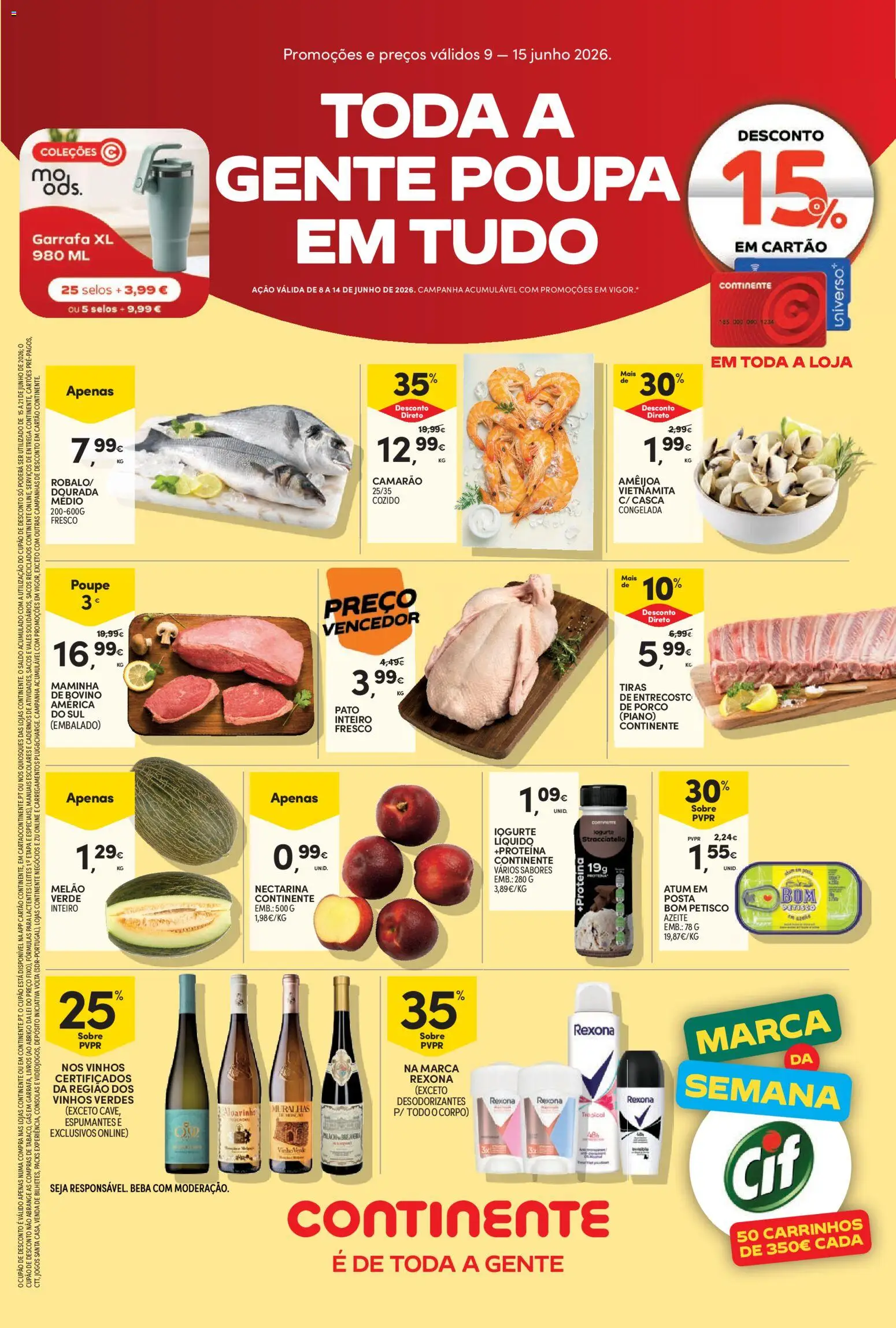 Continente Semanal Continente Bom Dia │ válido de 09.06.2026 | Página: 1 | Produtos: Atum, Camarão, Melão, Proteina