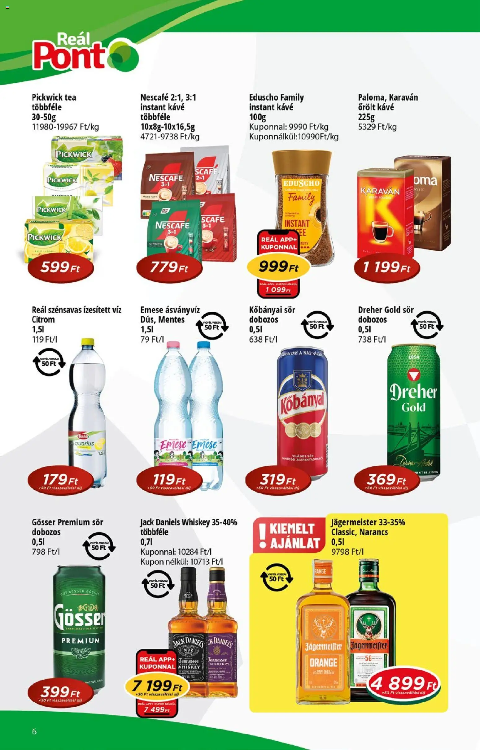 Reál akciós ujság - amely érvényes a következő dátumtól: 2026.09.02. | Oldal: 6 | Termékek: Whiskey, Őrölt kávé, Só, Citrom