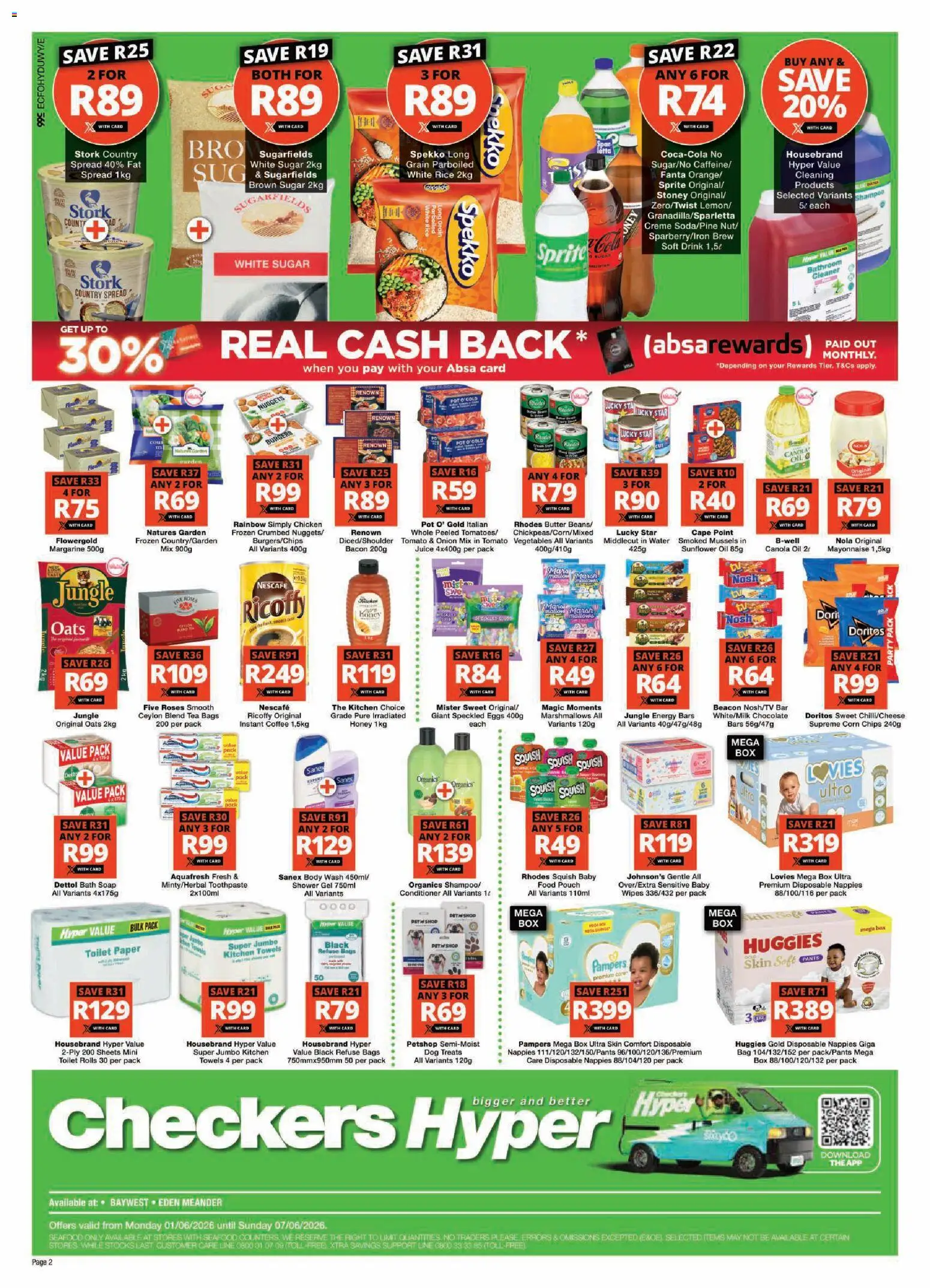 New Checkers catalogue – valid from 01.06.2026 | Page: 2 | Products: Tea, Sprite, Chips, Mayonnaise