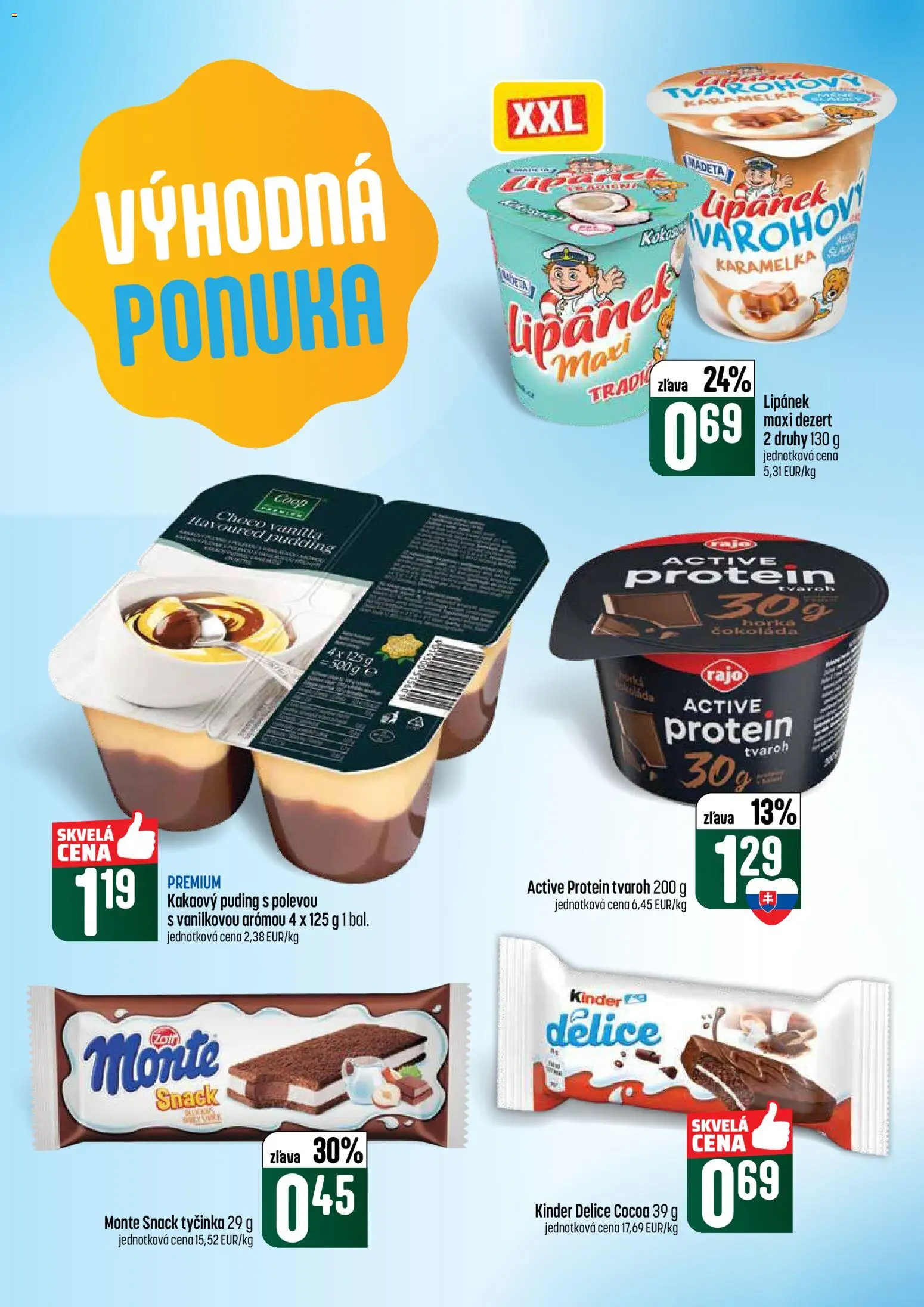 Nové COOP Jednota akcie – leták je platný od 07.05.2026 | Strana: 26 | Produkty: Protein, Puding, Kinder, Tvaroh