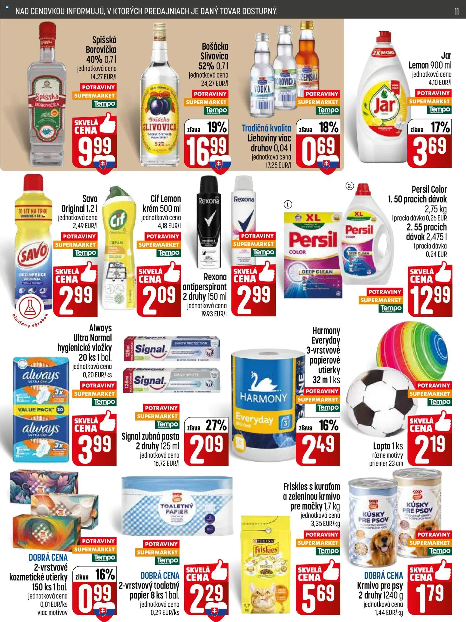 Nové COOP Jednota akcie – leták je platný od 21.05.2026 | Strana: 11 | Produkty: Lopta, Slivovica, Krém, Cif