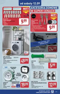 Pogląd oferty "Aldi gazetka" - ważna od 07.09.2026 | Strona: 45 | Produkty: Zszywacz, Suszarka, Bateria, Regał