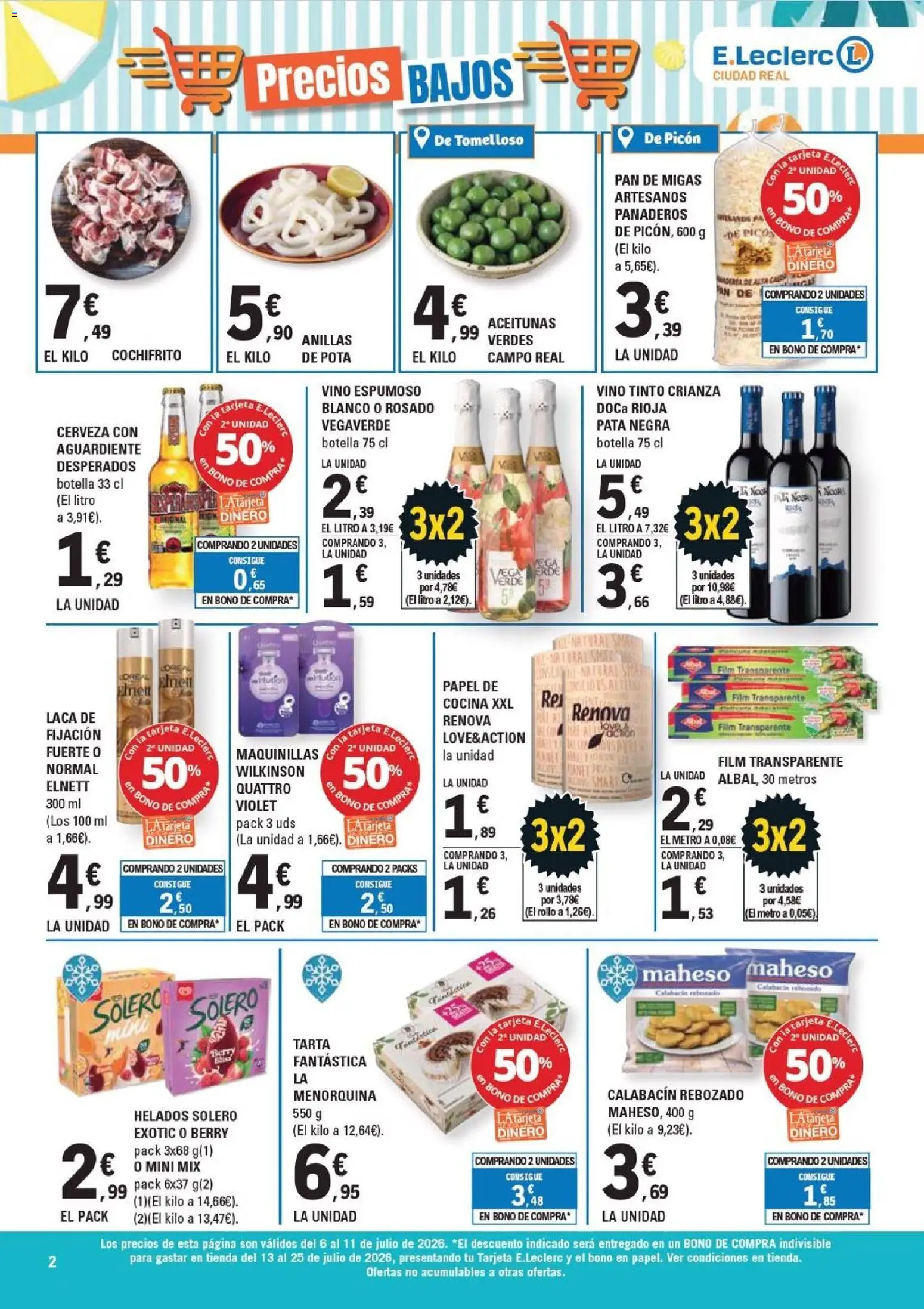 E.Leclerc Ciudad Real │ válido desde el 06/07/2026 | Página: 2 | Productos: Calabacín, Pan, Vino, Cerveza