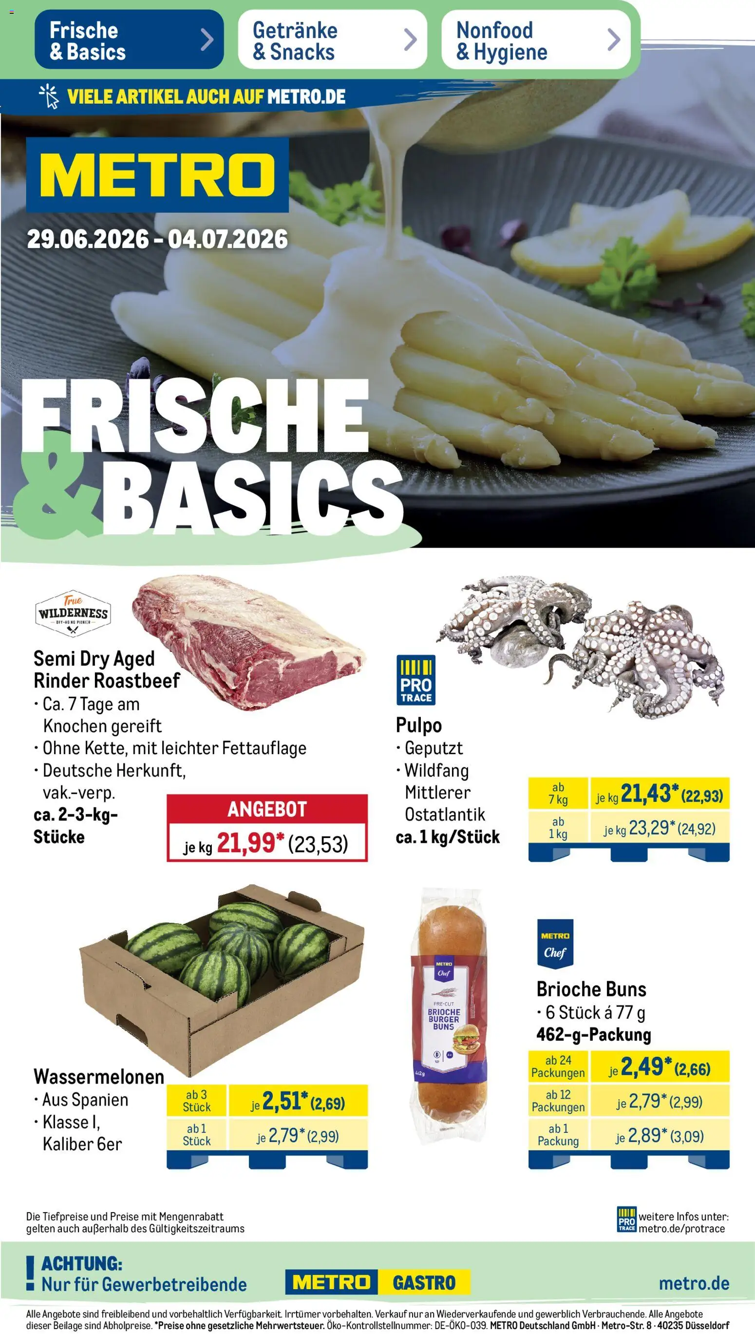 Metro Prospekt – gültig ab 29.06.2026 | Seite: 1 | Produkte: Burger, Roastbeef