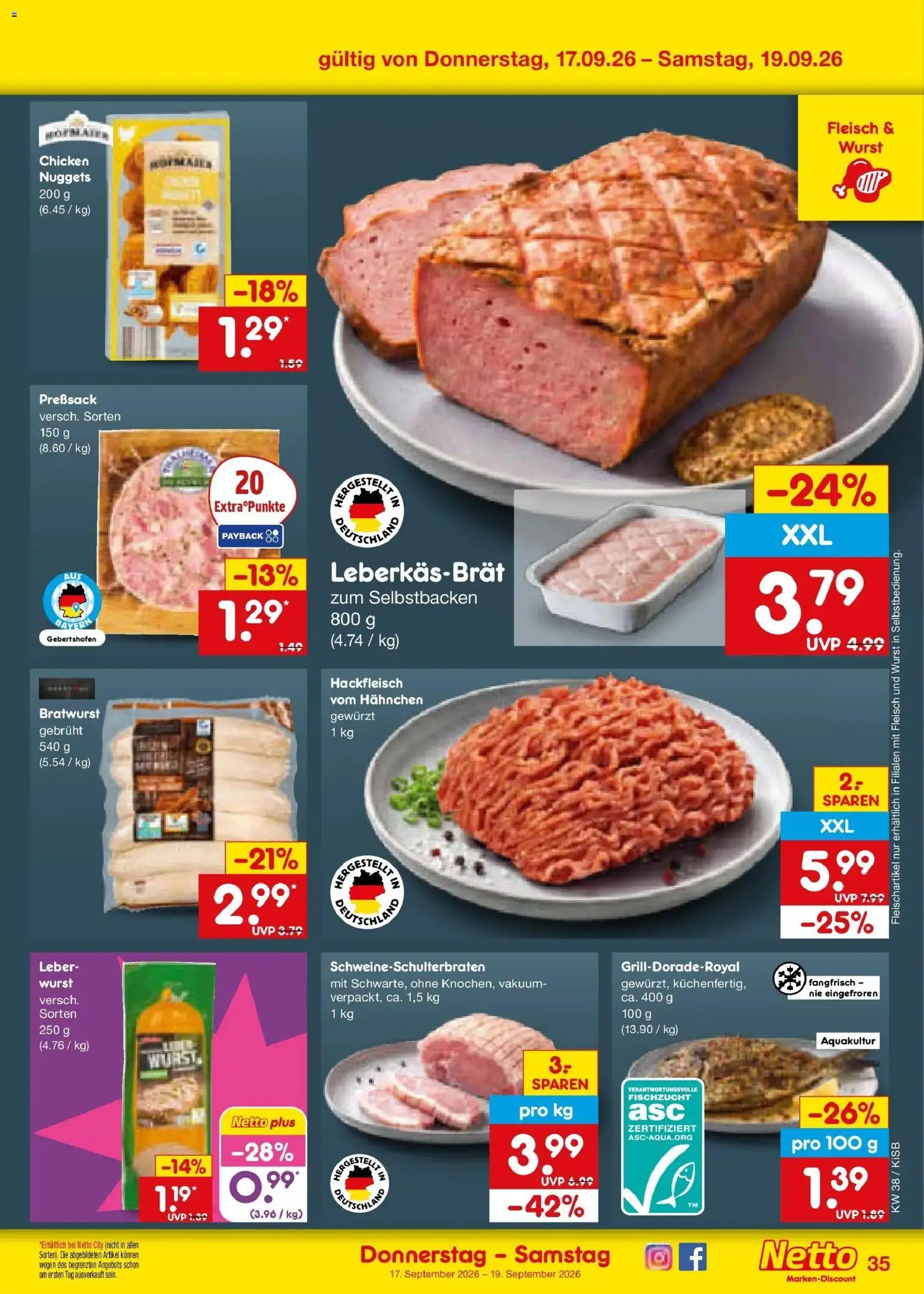 Netto Marken-Discount Prospekt Nürnberg – gültig ab 14.09.2026 | Seite: 49 | Produkte: Hahnchen, Wurst, Fleisch, Hackfleisch