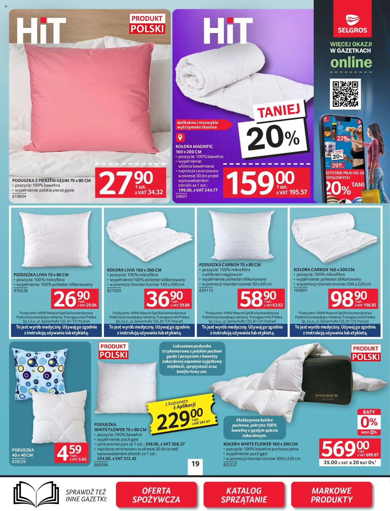 Selgros cash&carry gazetka - Oferta przemysłowa od 27.08.2026 | Strona: 21 | Produkty: Poduszka, Kołdra