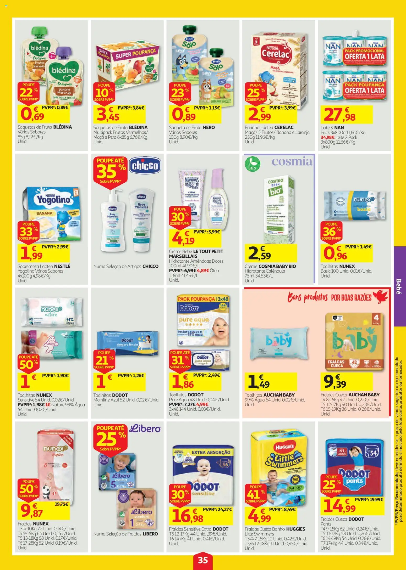 Auchan folheto │ válido de 20/08/2026 | Página: 35 | Produtos: Farinha láctea, Fraldas, Saquetas, Creme