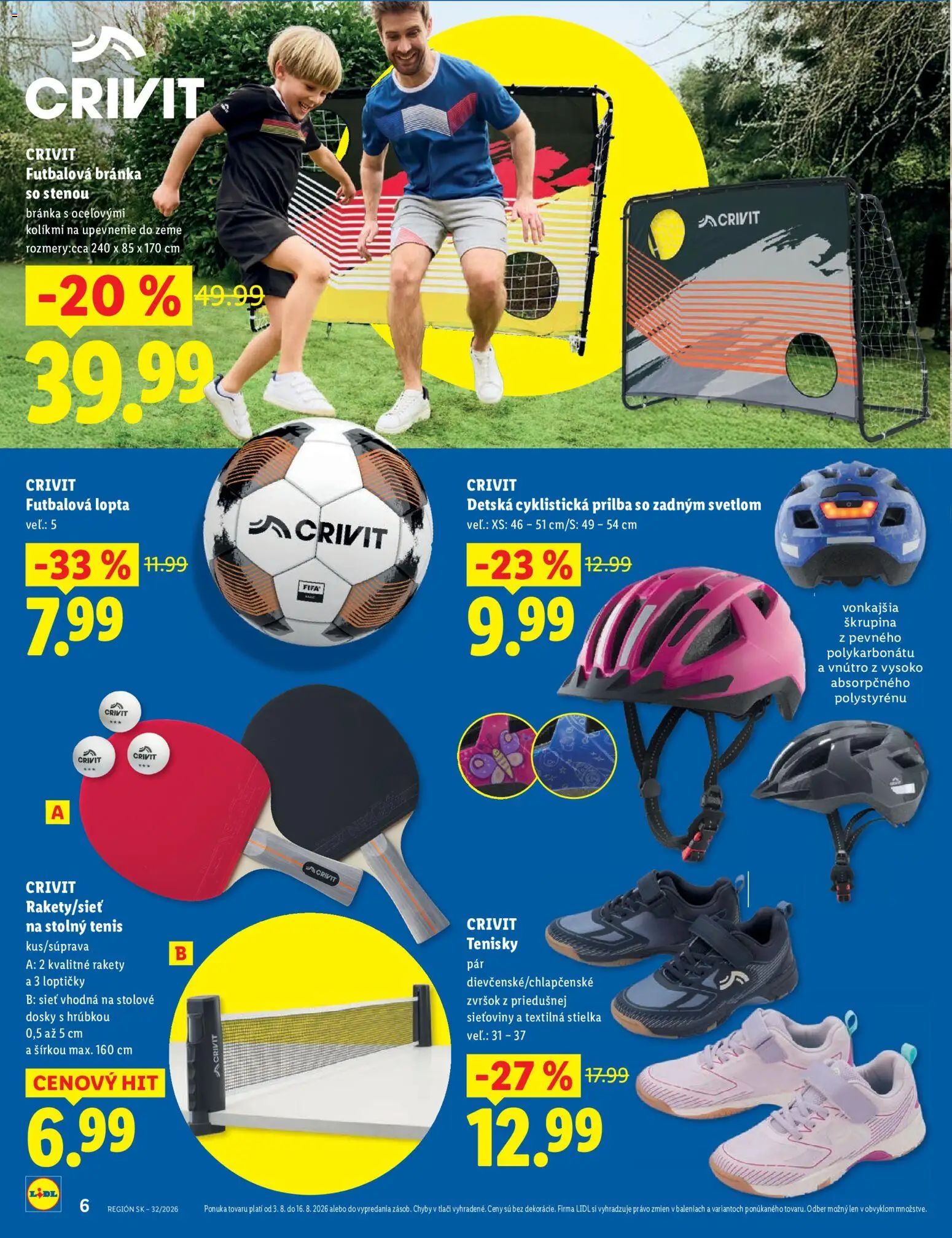 Nové Lidl akcie – leták je platný od 03.08.2026 | Strana: 6 | Produkty: Lopta, Tenisky
