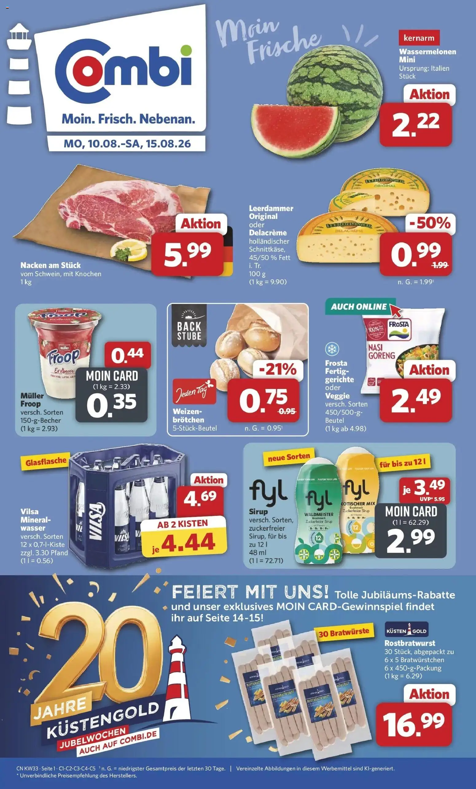 Combi Prospekt Twistringen (ab 10.08.2026) zum Blättern | Seite: 1 | Produkte: Sirup, Frosta, Wasser, Gerichte