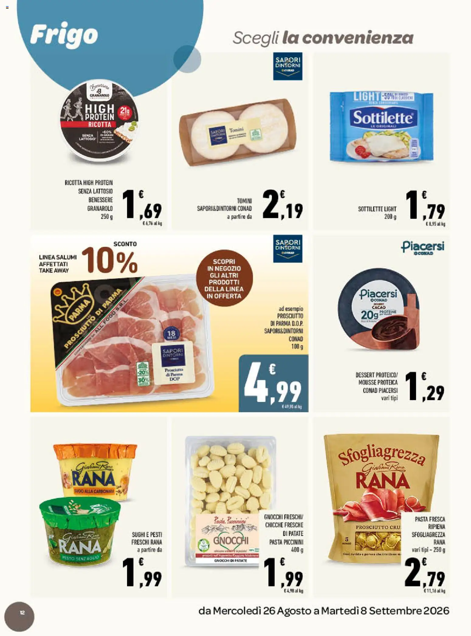 Volantino Conad del 26/08/2026 | Pagina: 12 | Prodotti: Patate, Pasta, Cacao, Dessert