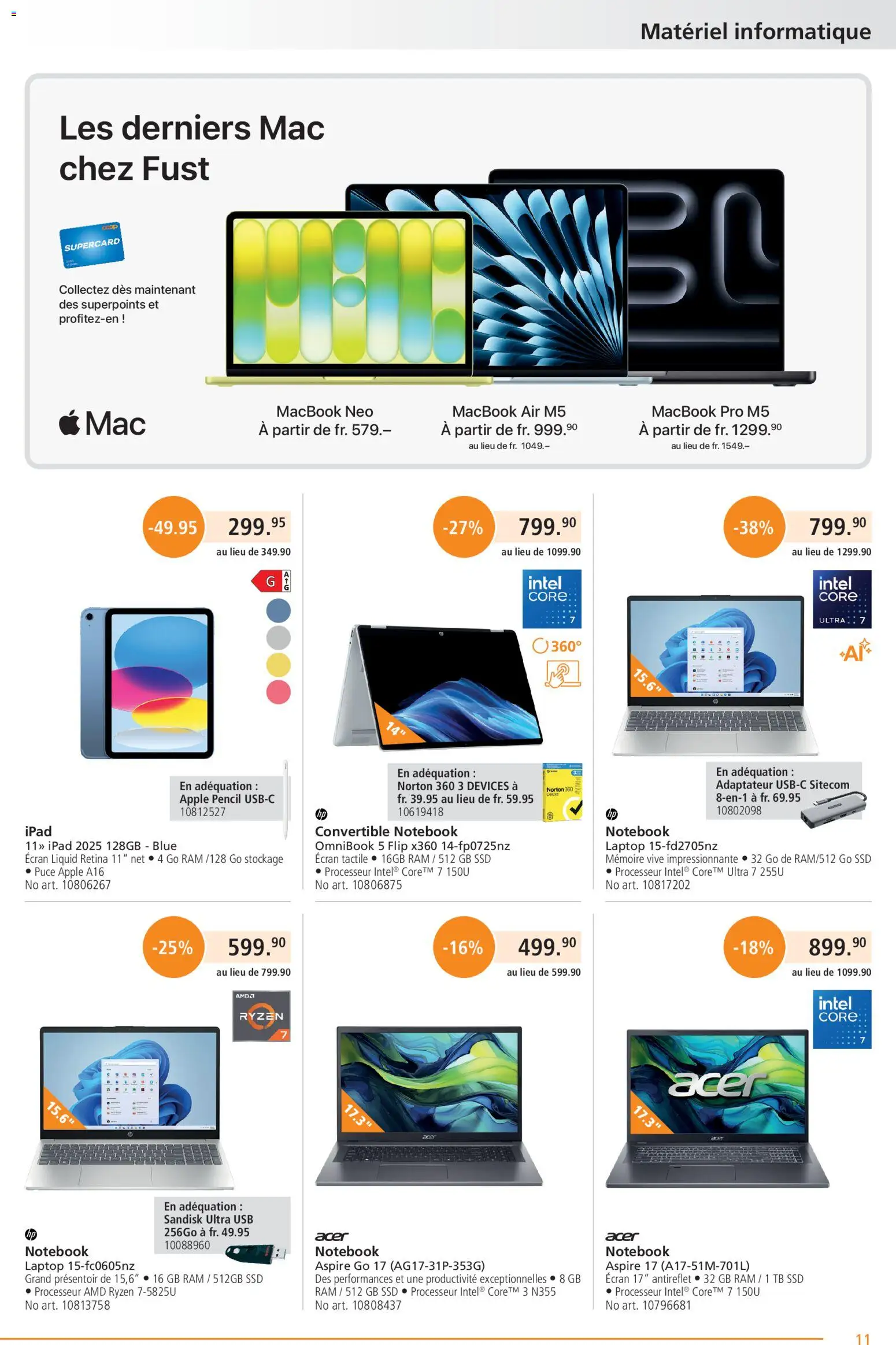 Fust aktionen FR – gültig ab 01.05.2026 | Seite: 11 | Produkte: Laptop, Notebook, Ipad, Usb