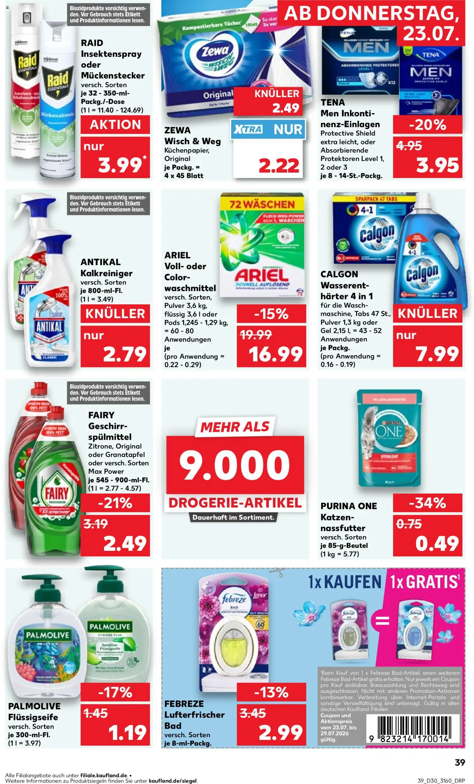 Kaufland Prospekt Berlin – gültig ab 23.07.2026 | Seite: 39 | Produkte: Purina one, Ariel, Zewa, Waschmittel