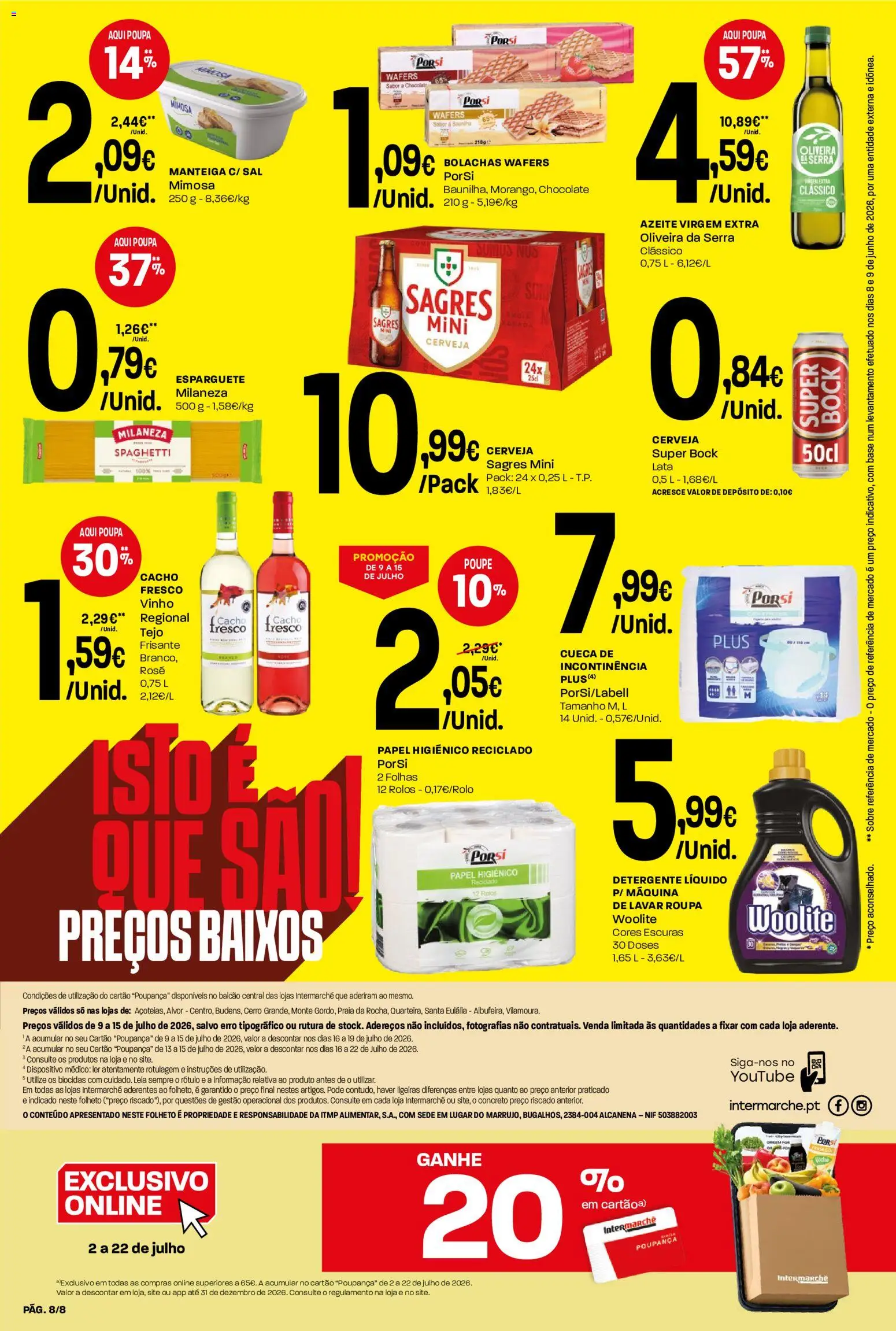 Intermarché Folheto Mini │ válido de 09/07/2026 | Página: 8 | Produtos: Esparguete, Bolachas, Super bock, Vinho