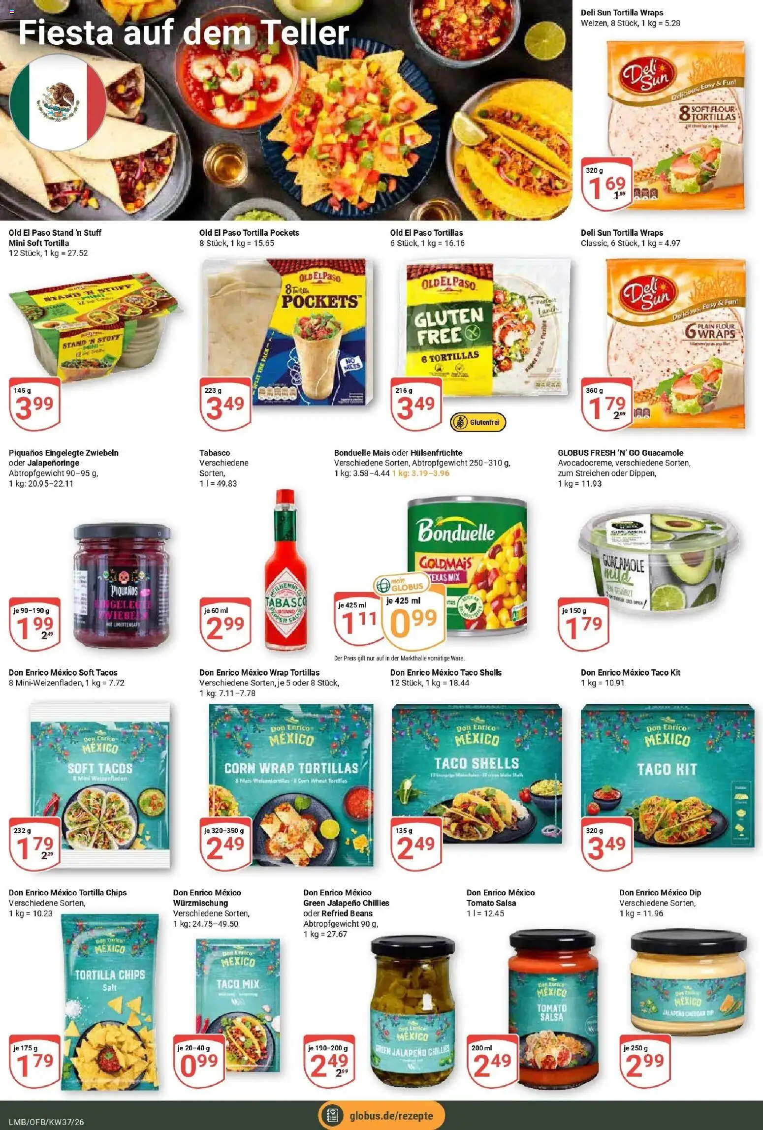 Globus Prospekt Limburg – gültig ab 07.09.2026 | Seite: 18 | Produkte: Mais, Tortillas, Zwiebeln, Chips